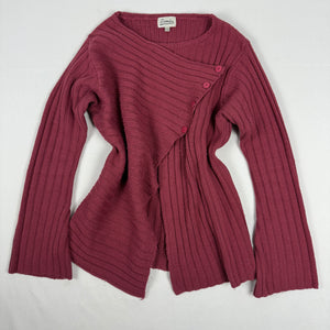 Pink open front ribbed cardigan jumper (XL)