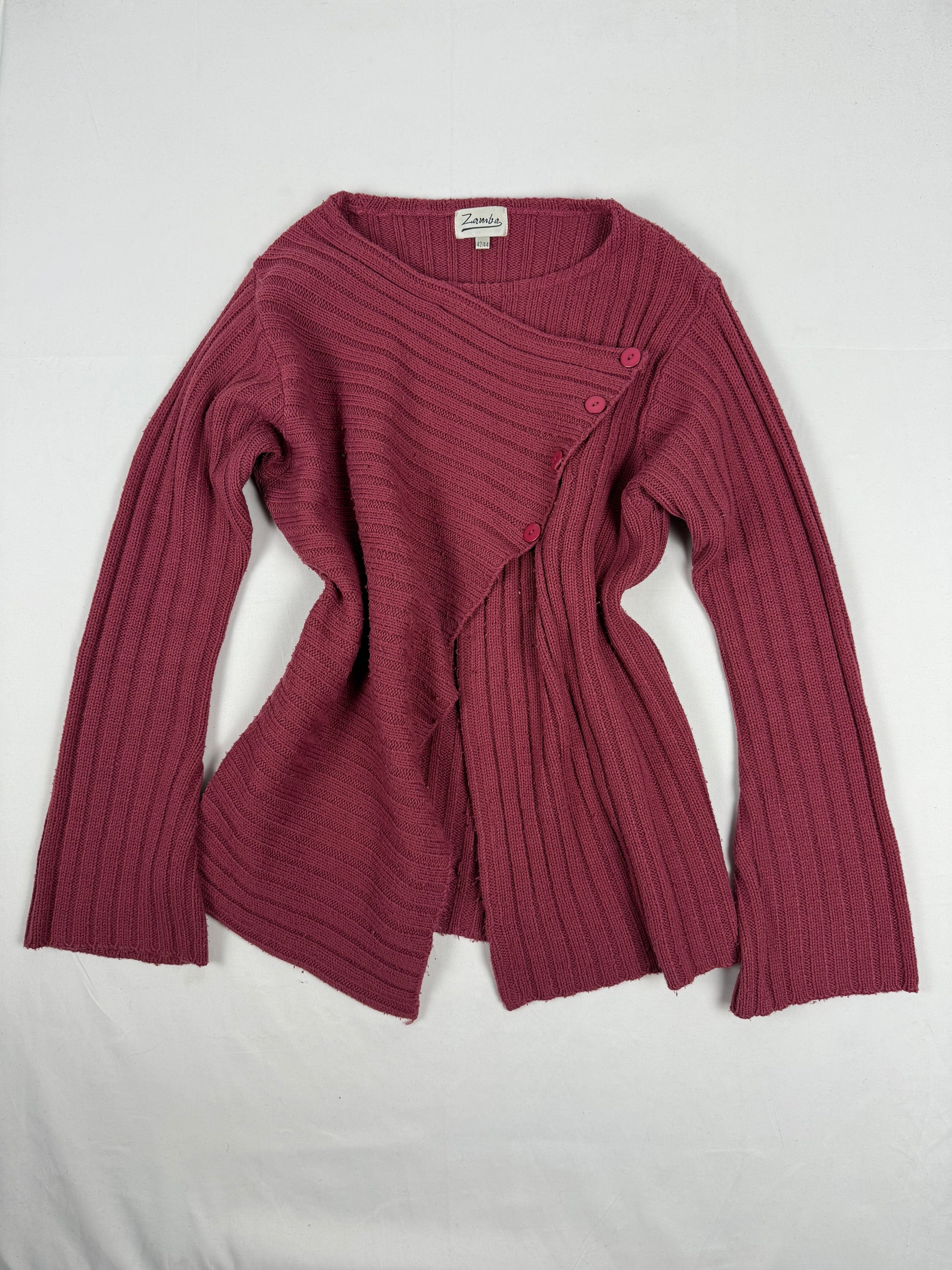 Pink open front ribbed cardigan jumper (XL)