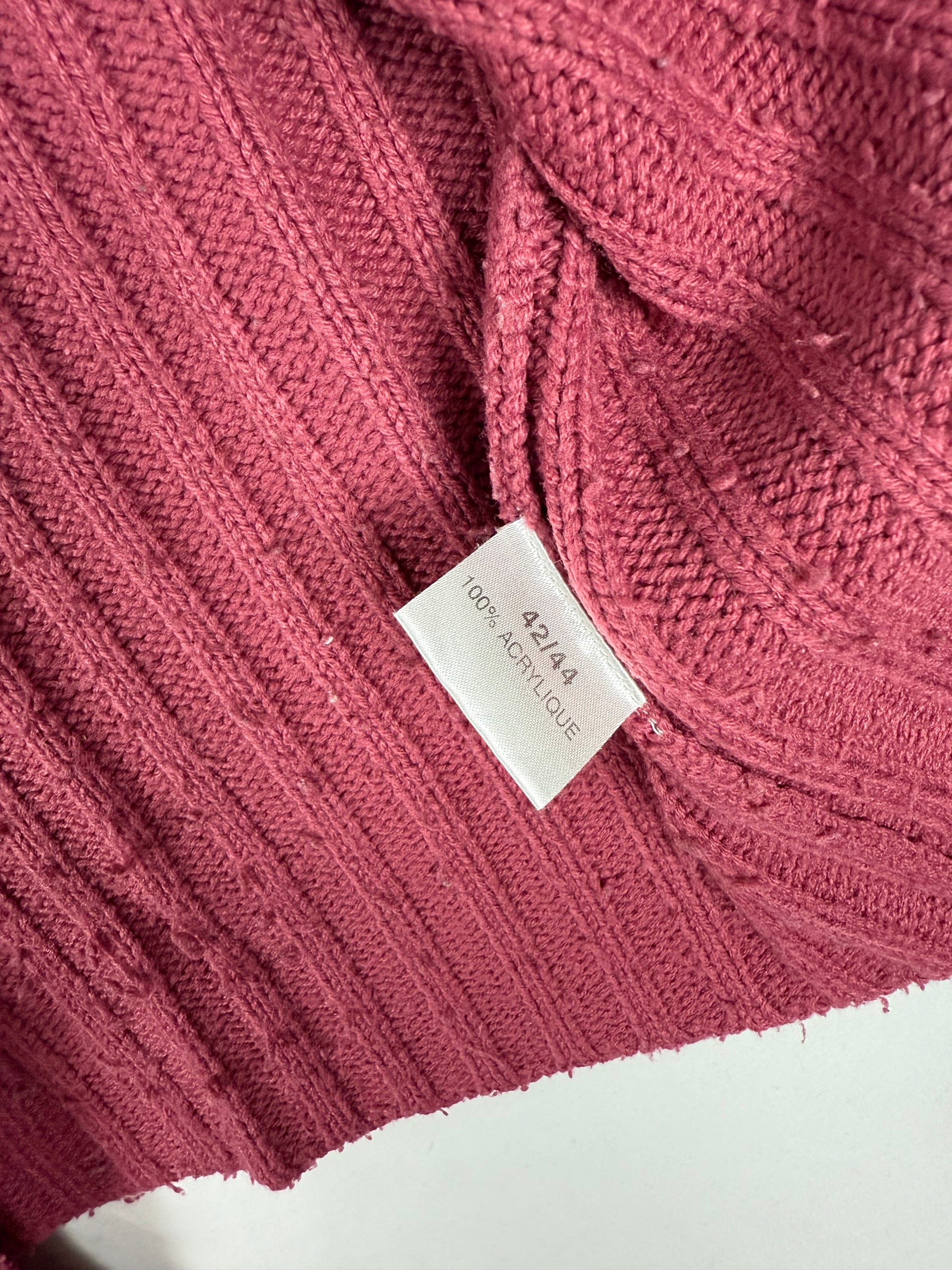Pink open front ribbed cardigan jumper (XL)