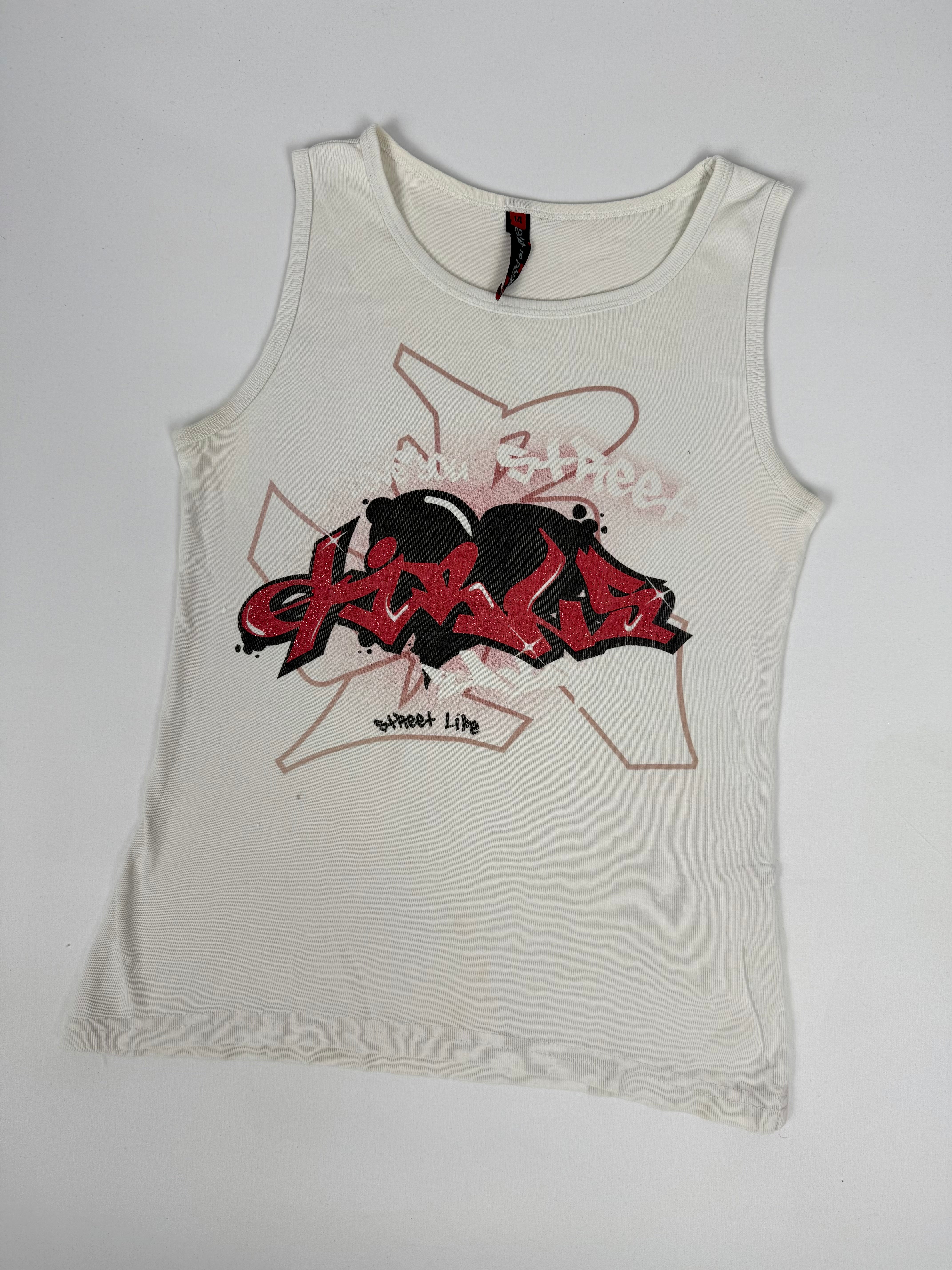 White graphic tank top (M)