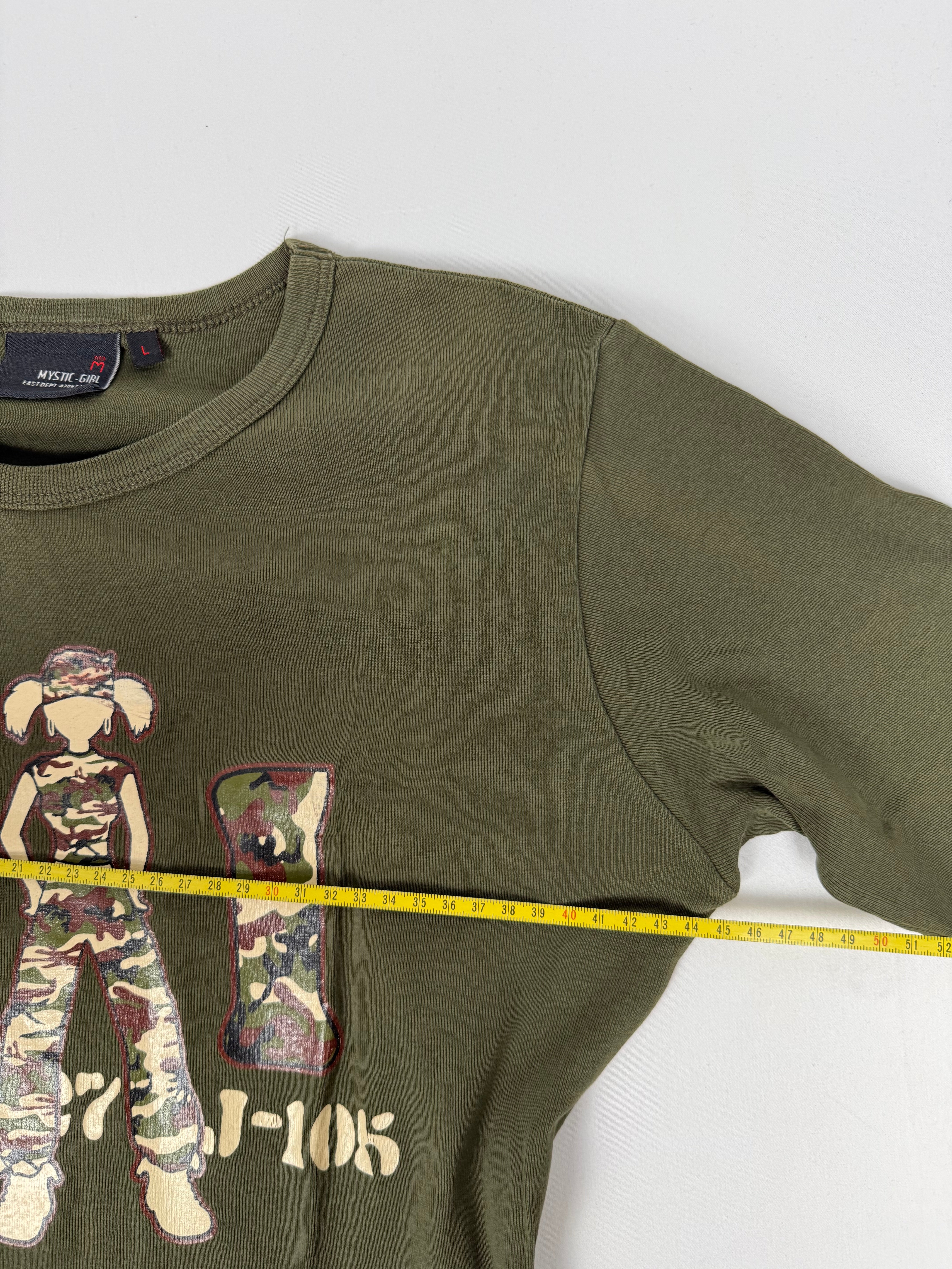 Khaki graphic long sleeves top (L)