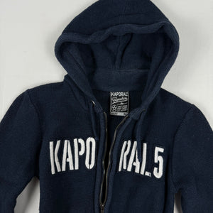 Navy cotton & wool  tight fit zip up knitted hoodie (XS/S)
