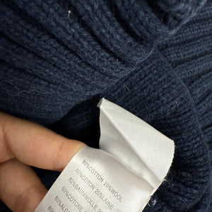 Navy cotton & wool  tight fit zip up knitted hoodie (XS/S)