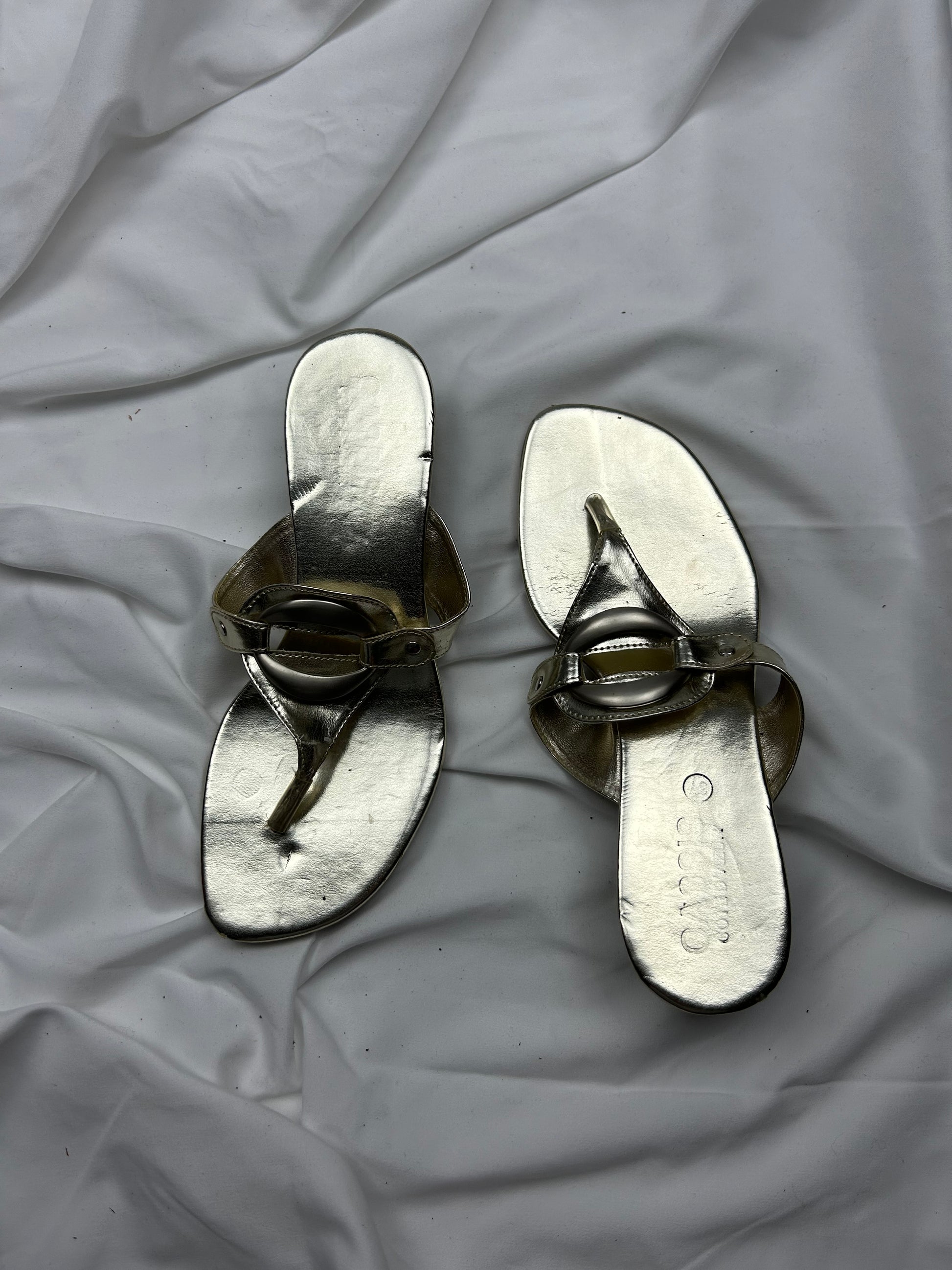 Silver platform heels sandals flip flop shoes (37)