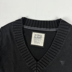 Black cotton V neck tight fit jumper (S)