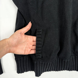 Black cotton V neck tight fit jumper (S)