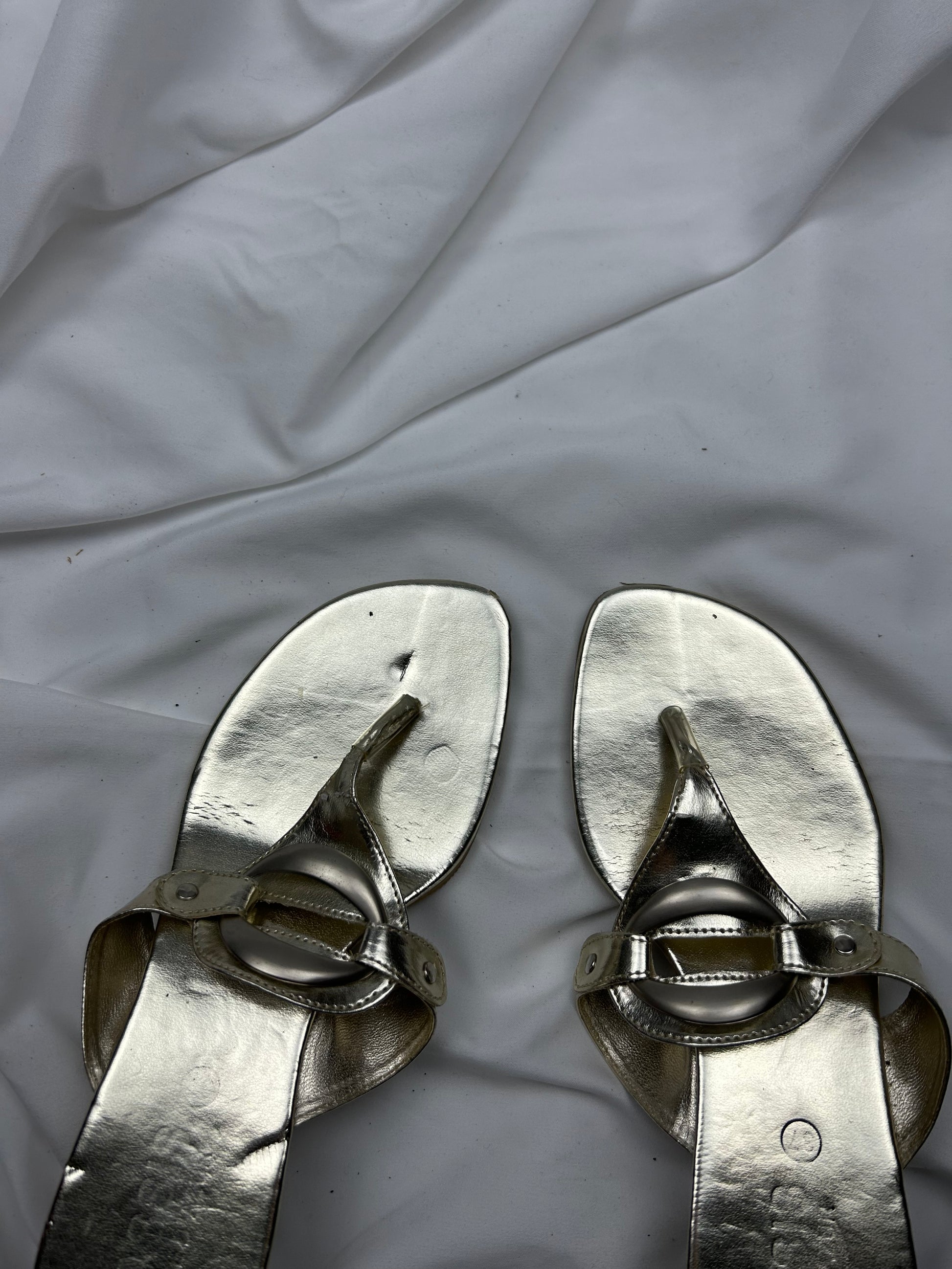 Silver platform heels sandals flip flop shoes (37)