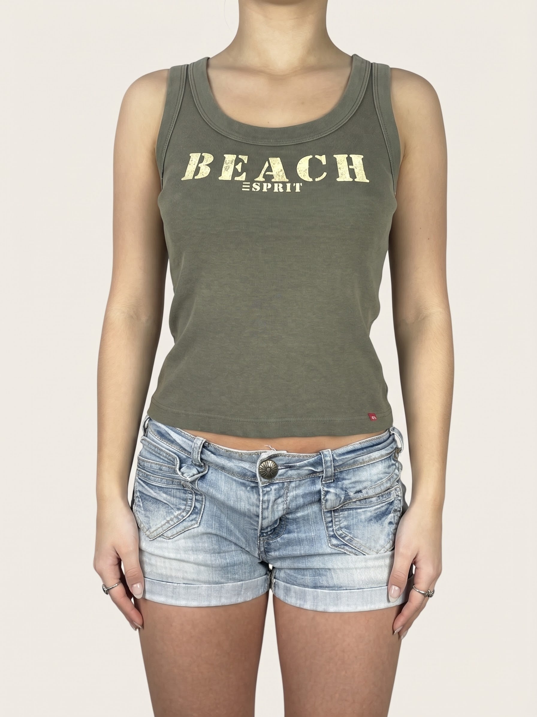 Khaki 100% cotton tank top (S)