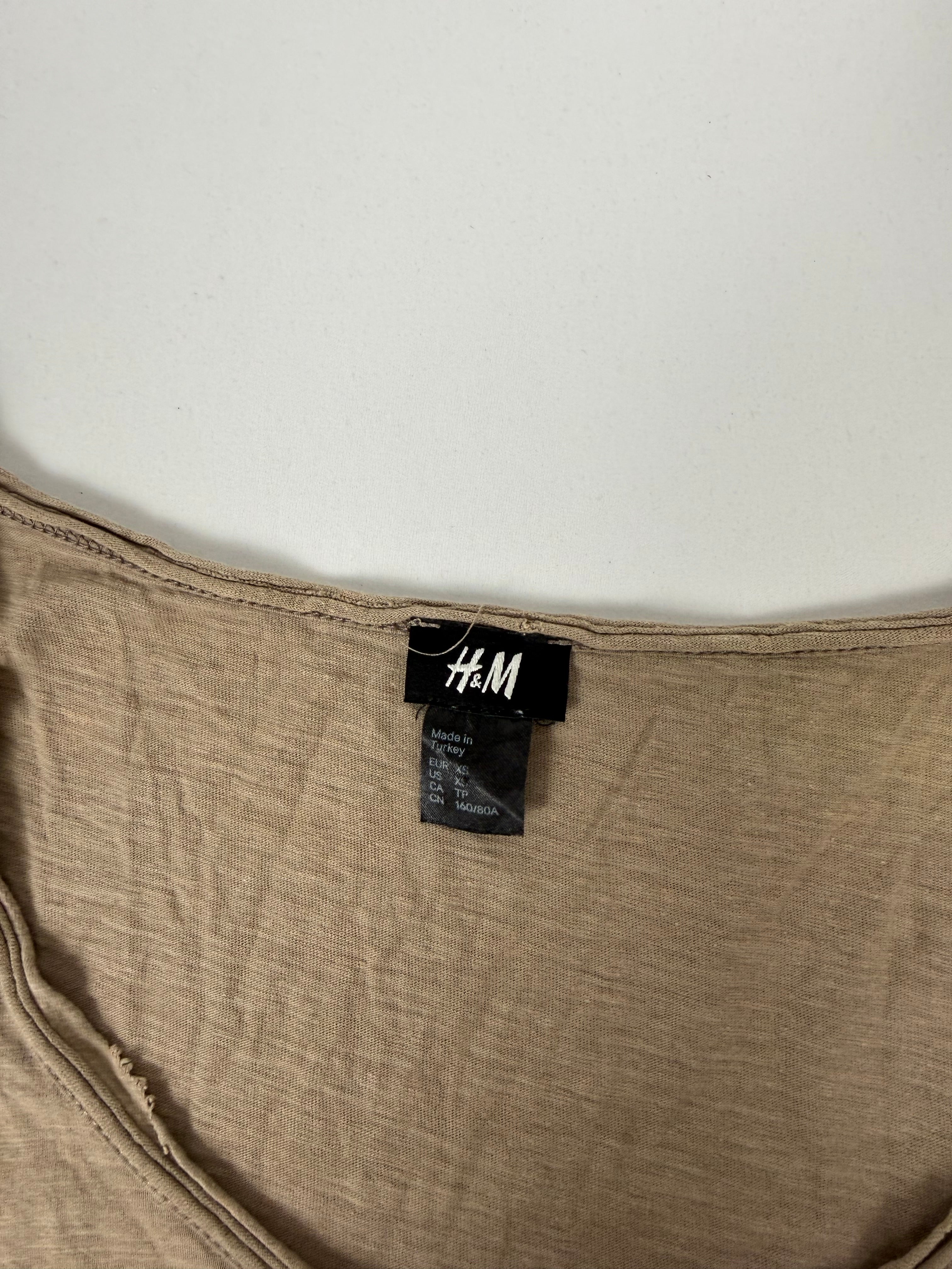 Beige cotton 3/4 long sleeves top (XS)