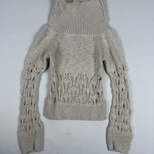 Beige crochet turtleneck jumper (M)