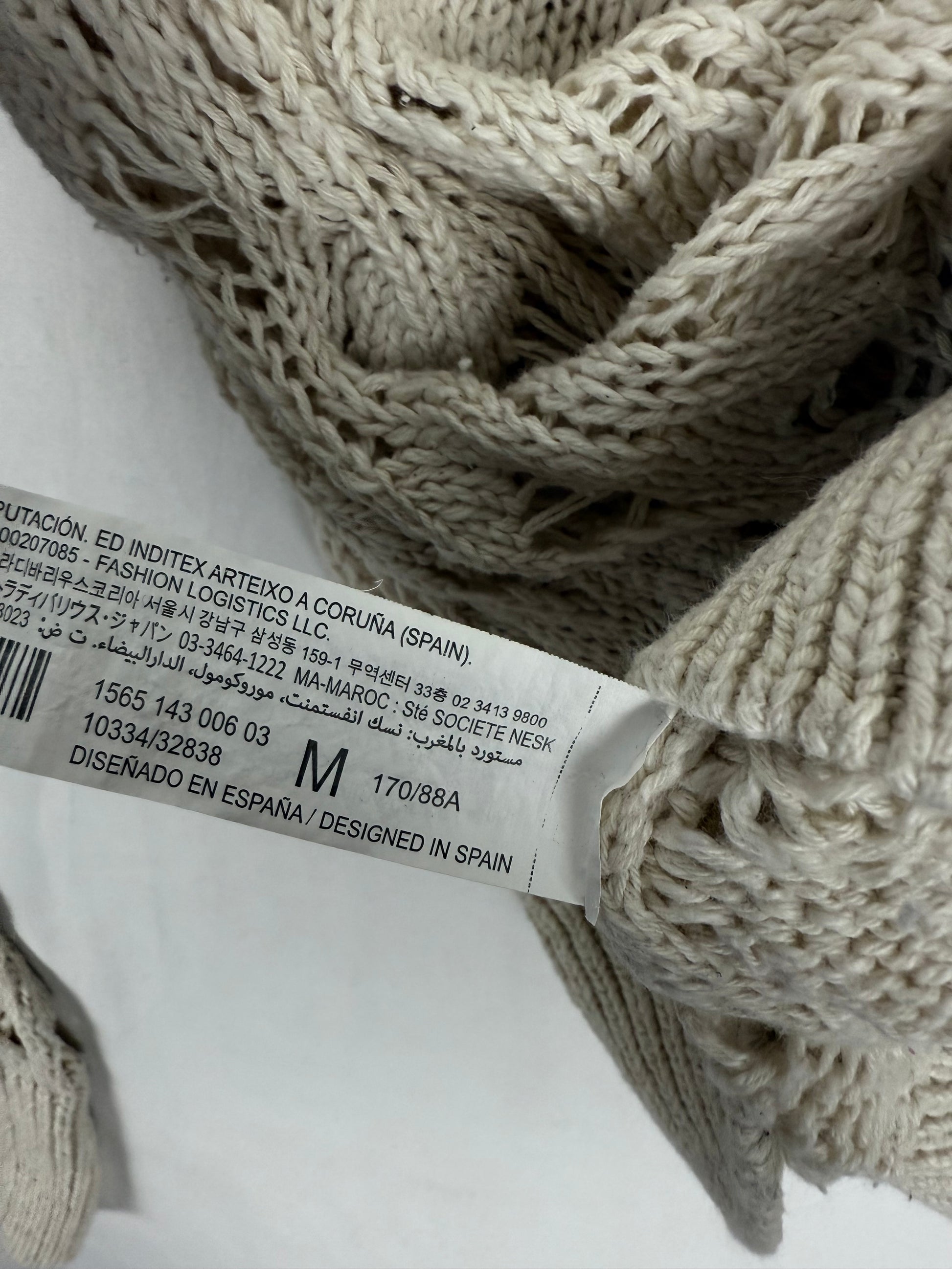 Beige crochet turtleneck jumper (M)