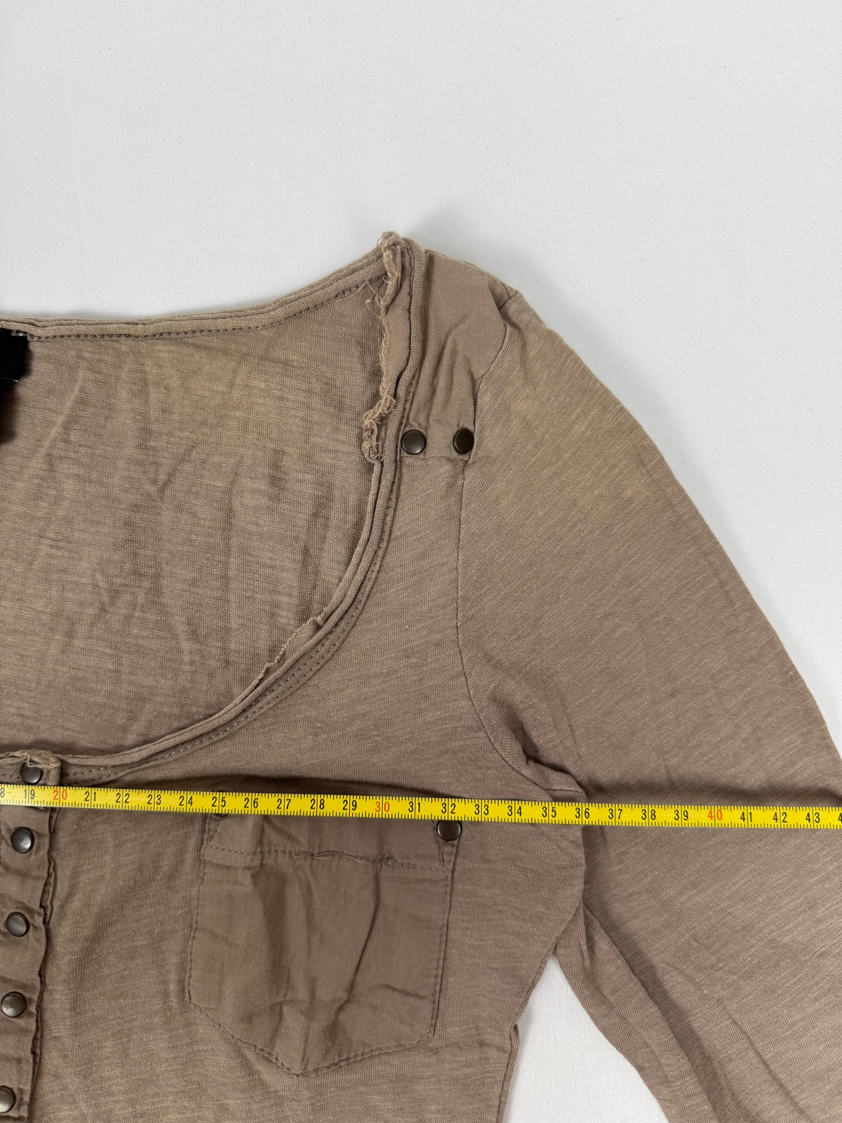 Beige cotton 3/4 long sleeves top (XS)