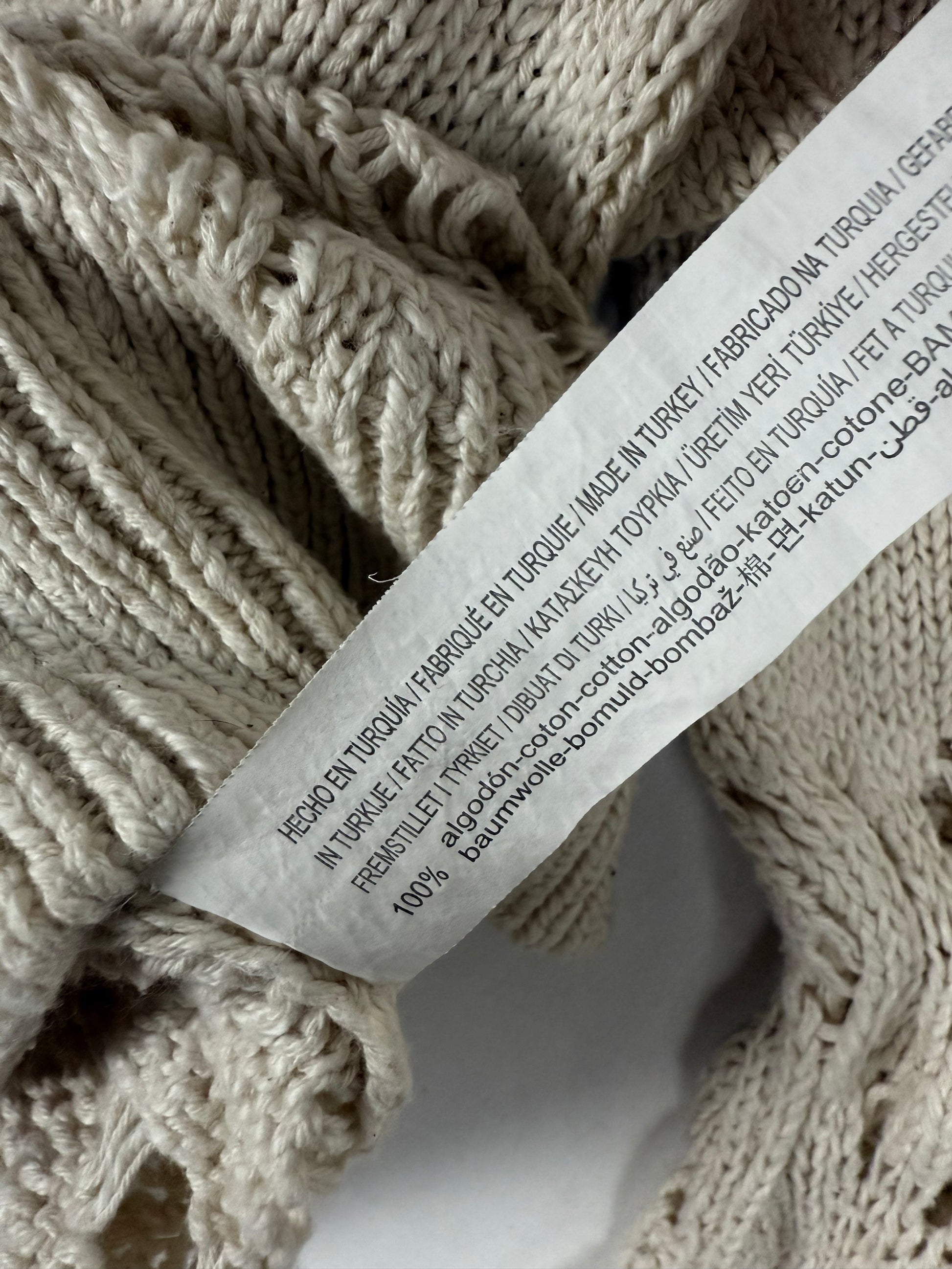 Beige crochet turtleneck jumper (M)