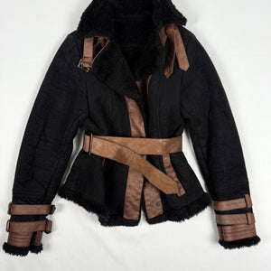 Black suede tight fit biker coat (M/L)