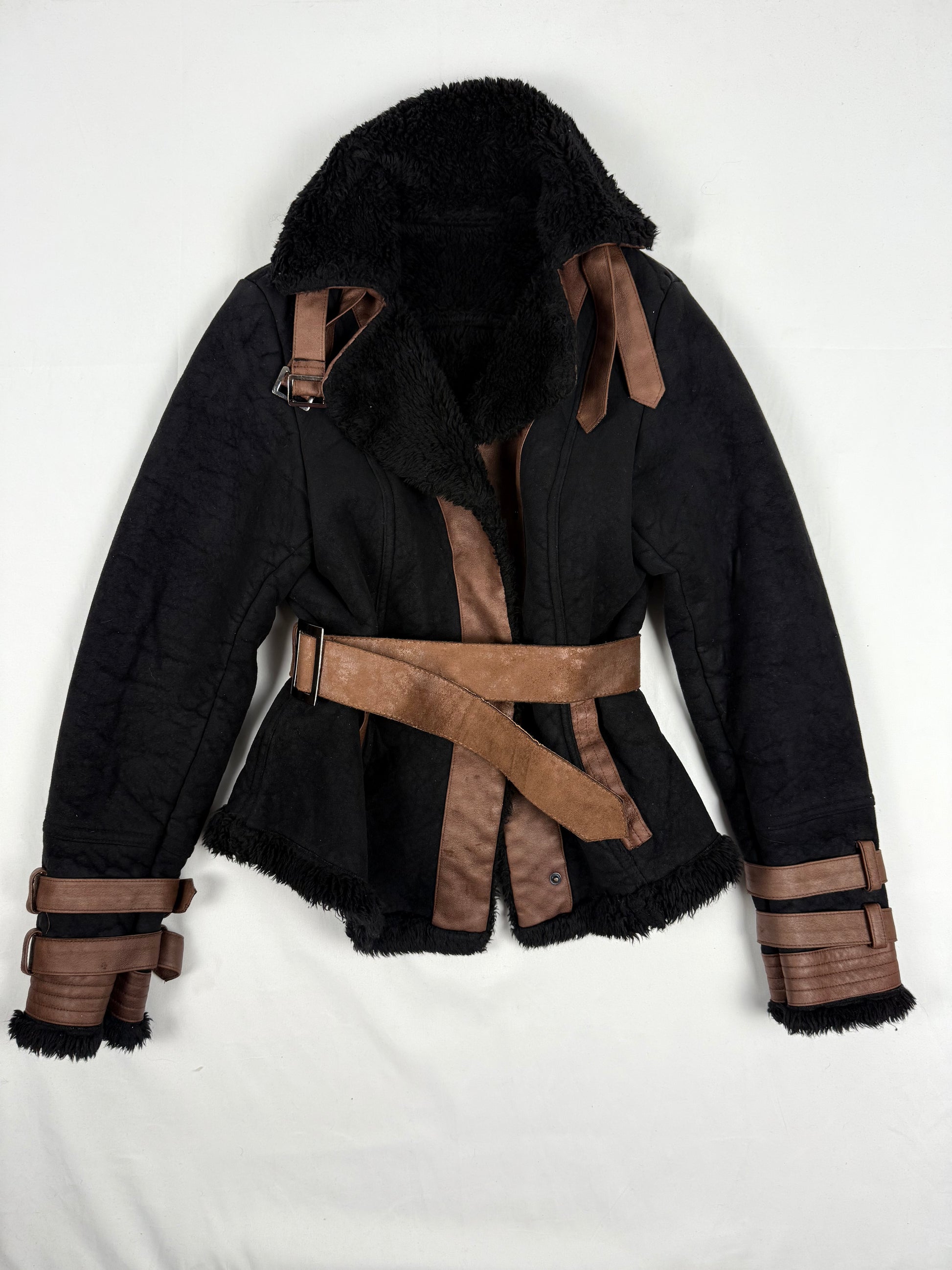 Black suede tight fit biker coat (M/L)