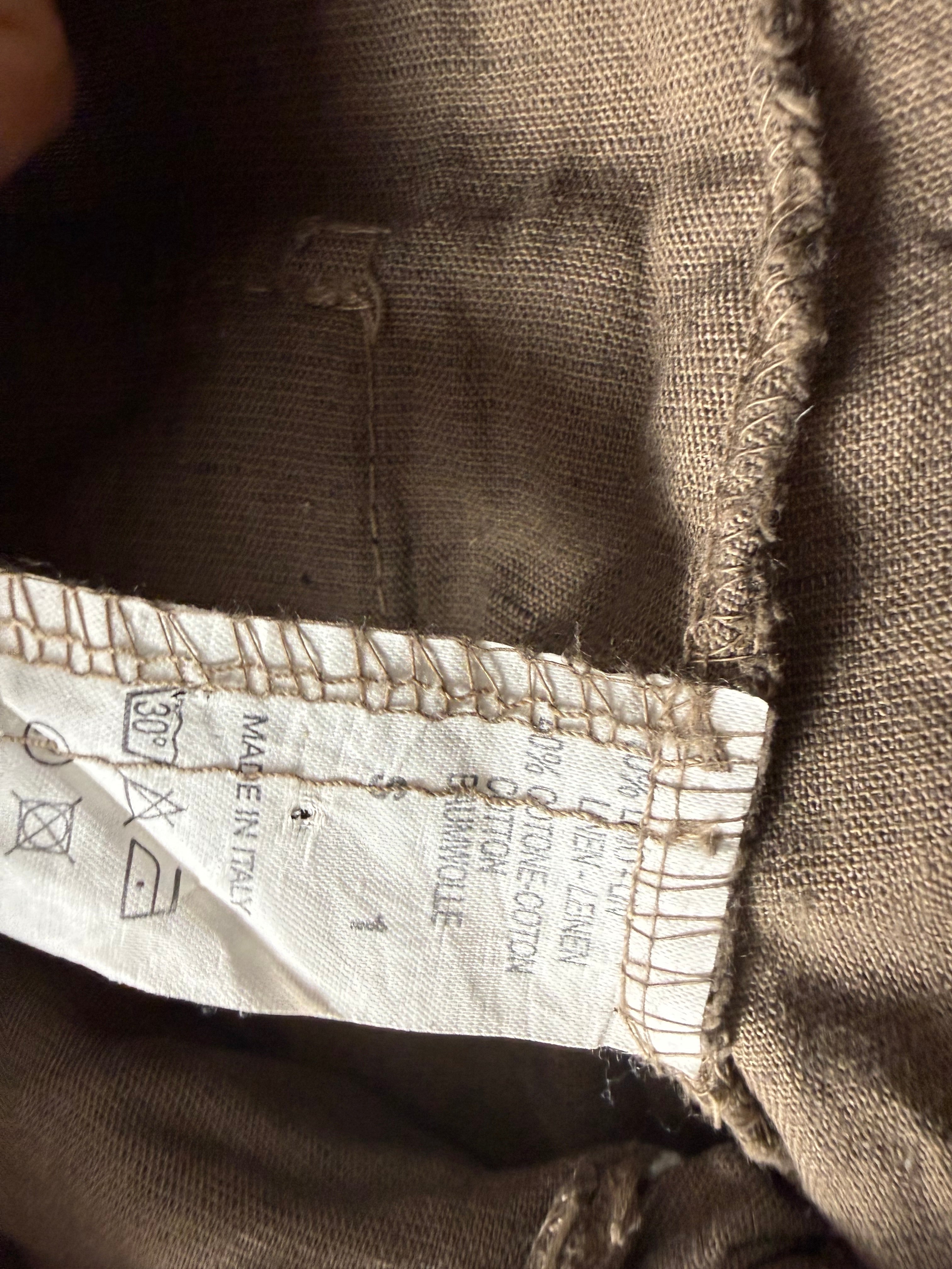 Khaki low rise linen capri pants (S)