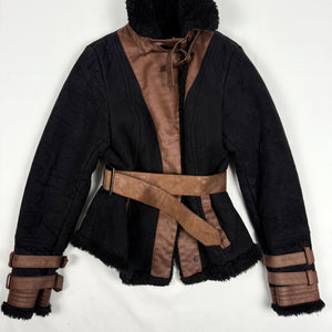 Black suede tight fit biker coat (M/L)