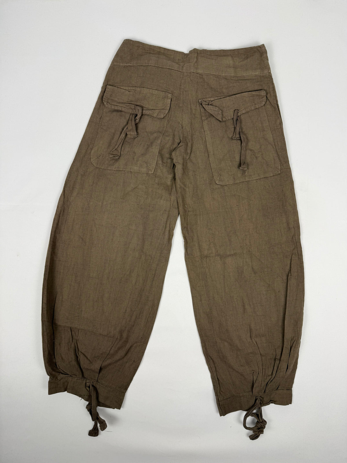 Khaki low rise linen capri pants (S)