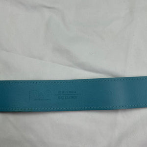 Blue metallic silver buckles 100% leather belt