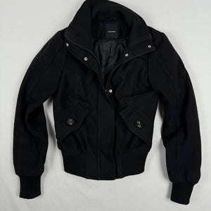 Black wool zip up biker jacket (S/M)