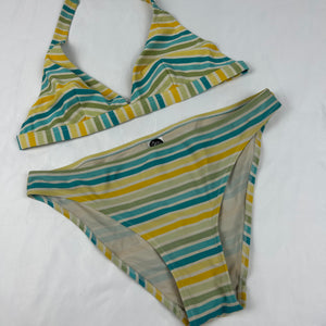 Striped yellow low rise bikini set (S)