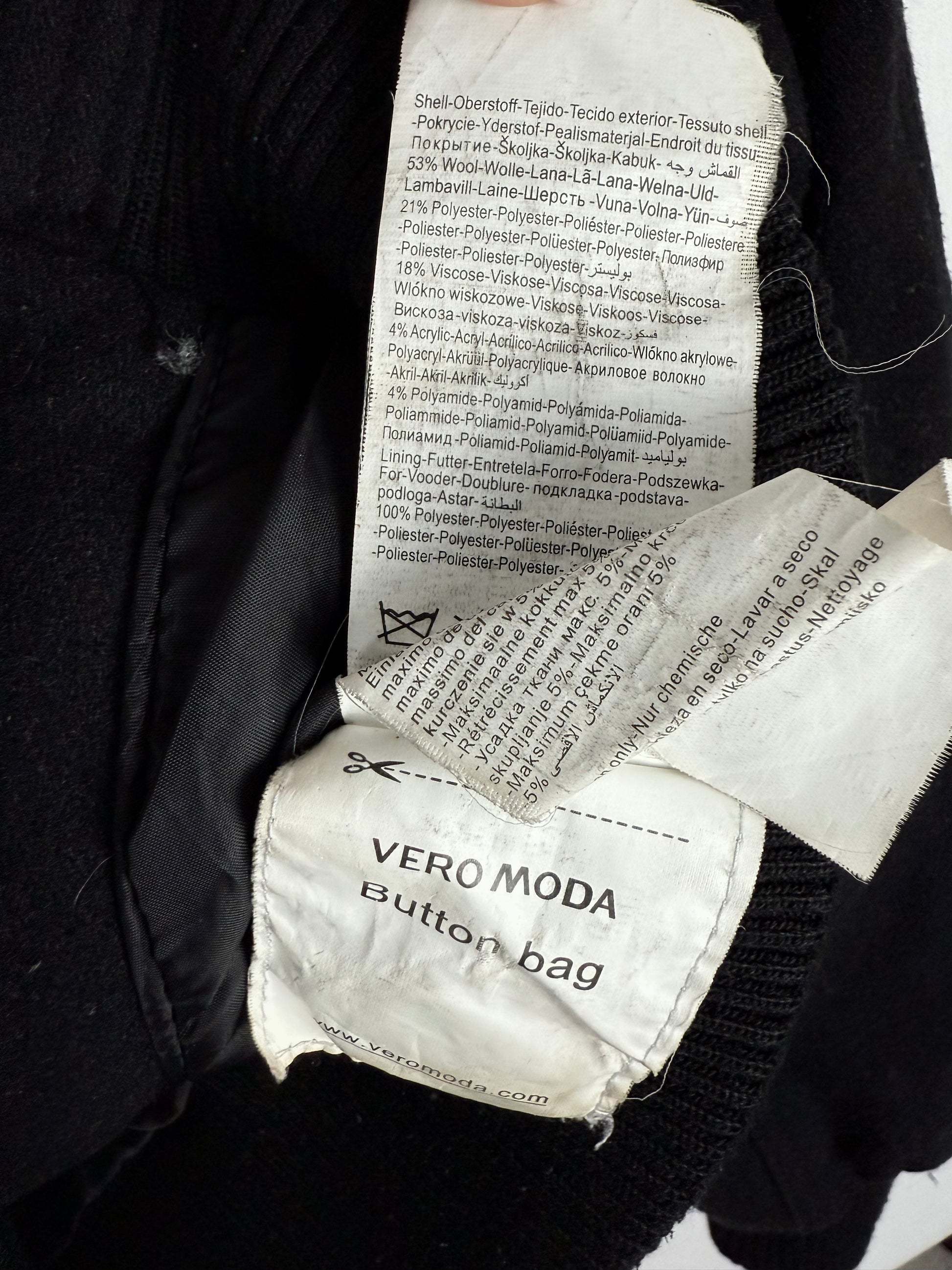 Black wool zip up biker jacket (S/M)