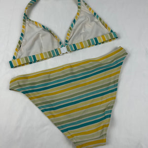 Striped yellow low rise bikini set (S)