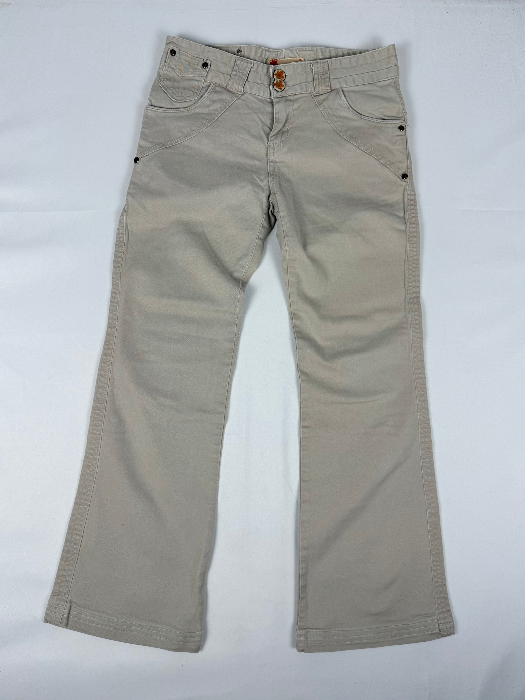 Beige low rise capri pants (S)