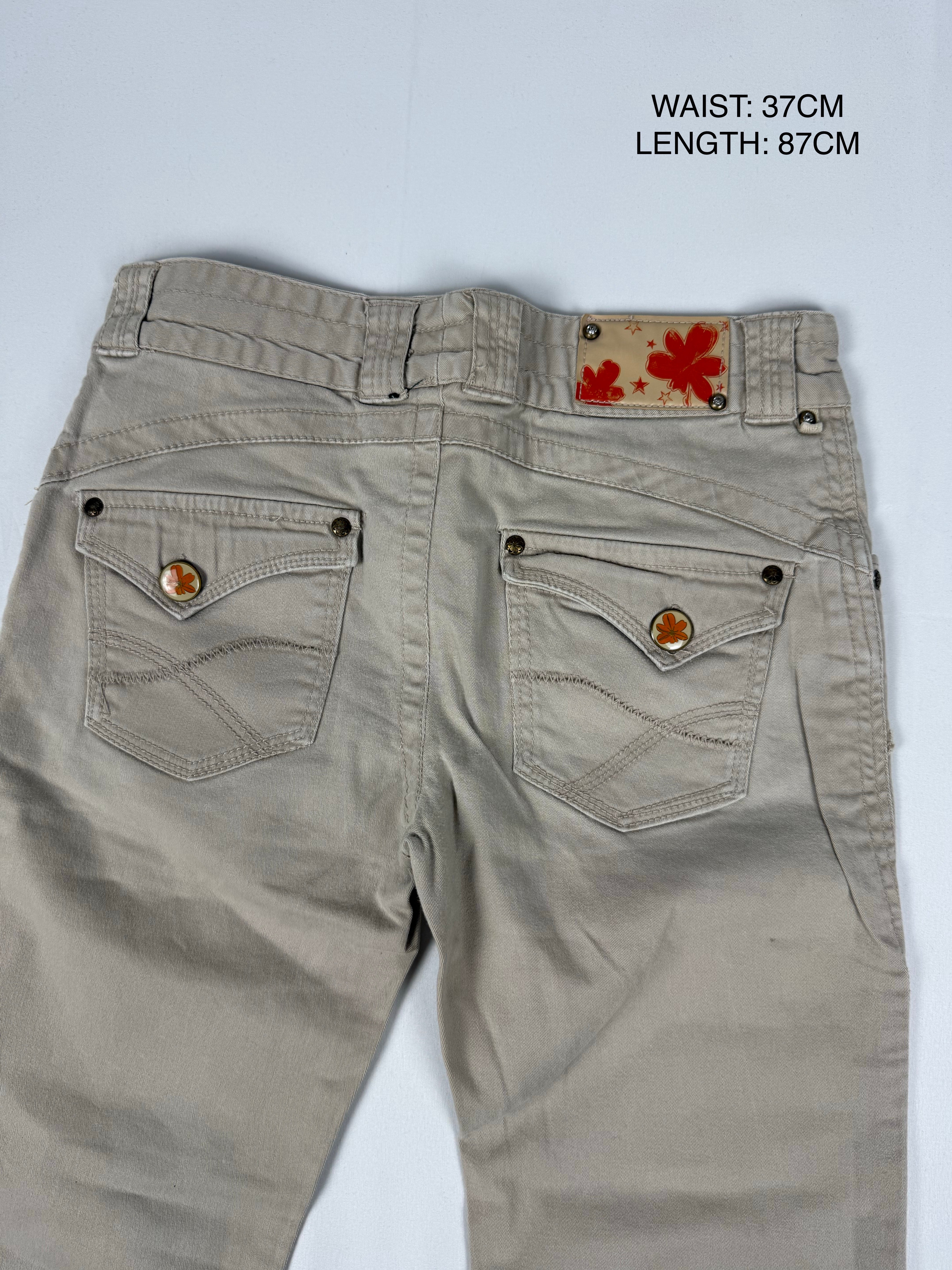 Beige low rise capri pants (S)