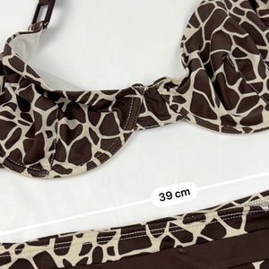 Brown animal print low rise bikini set (XL)