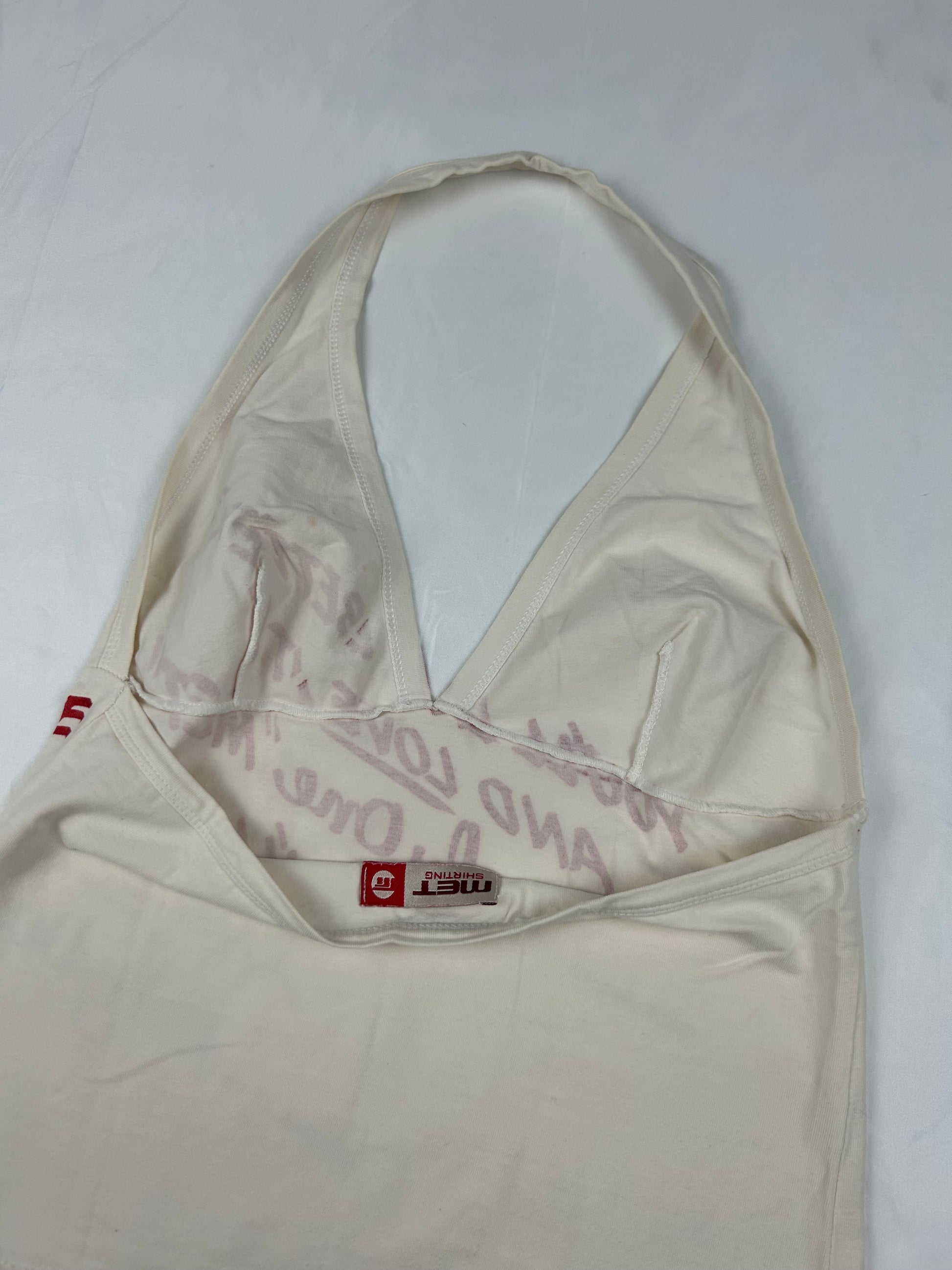White graphic cotton halter top (S)