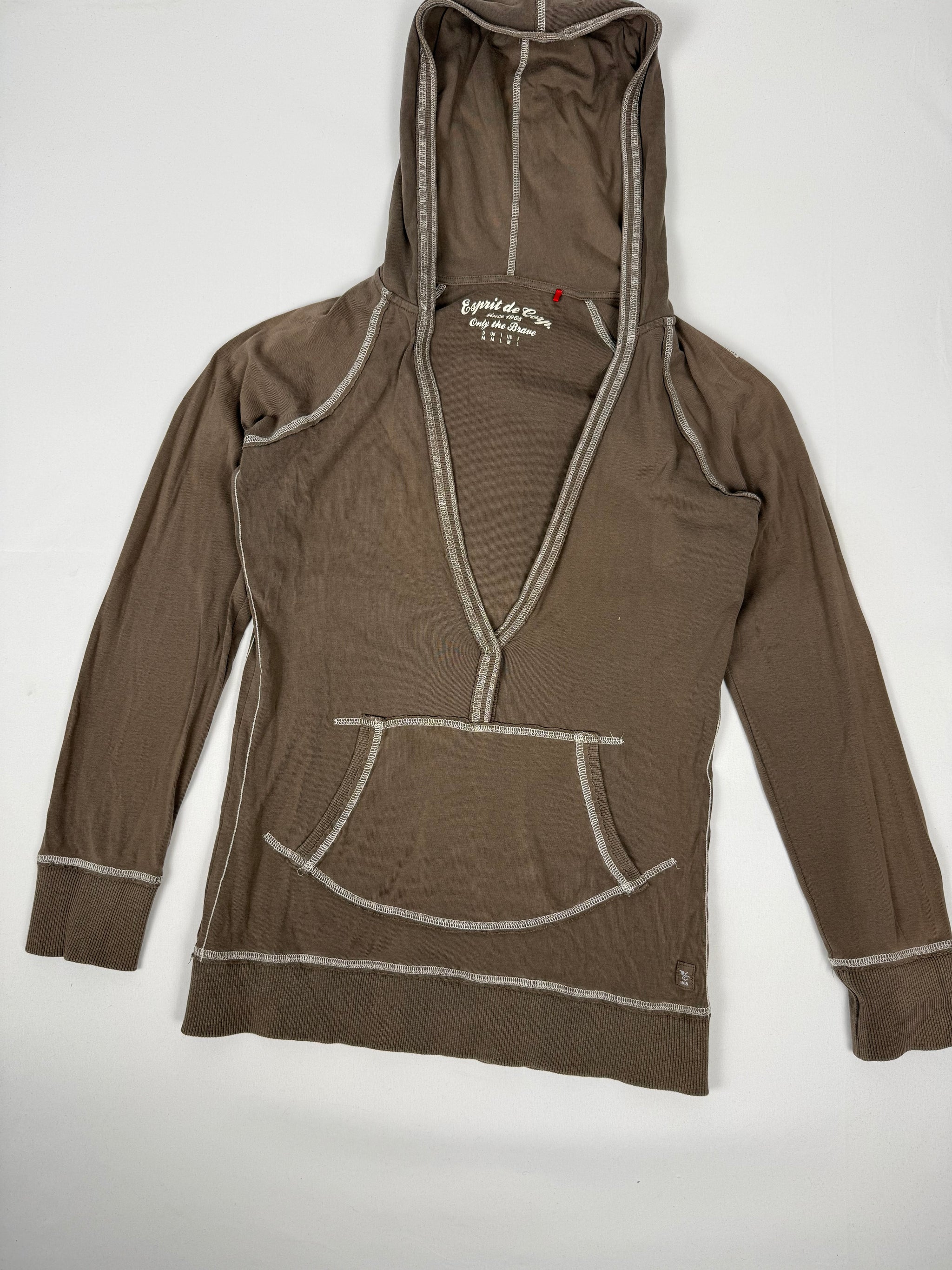 Khaki cotton hooded top (L)