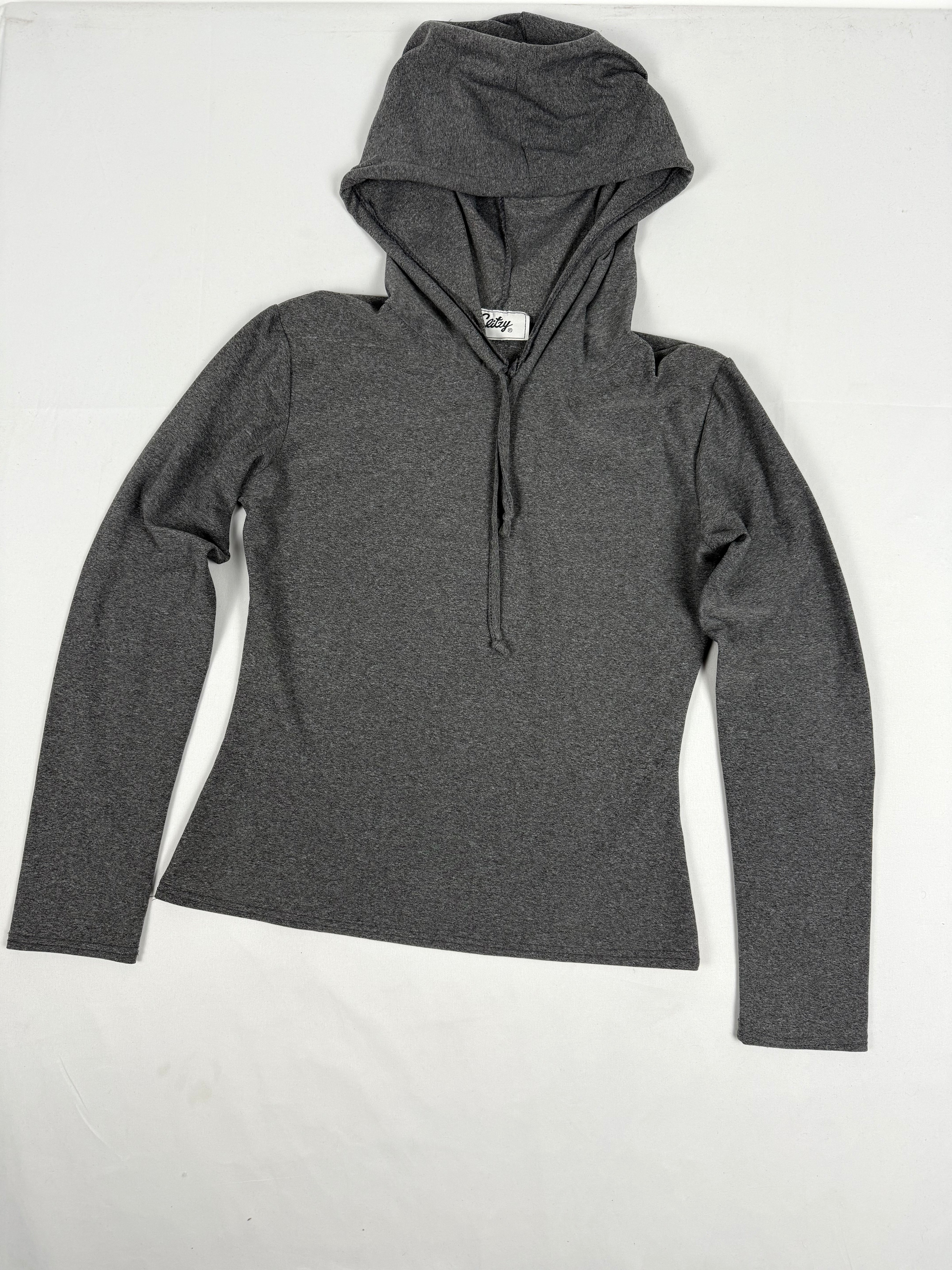 Grey tight fit hooded top (S/M)