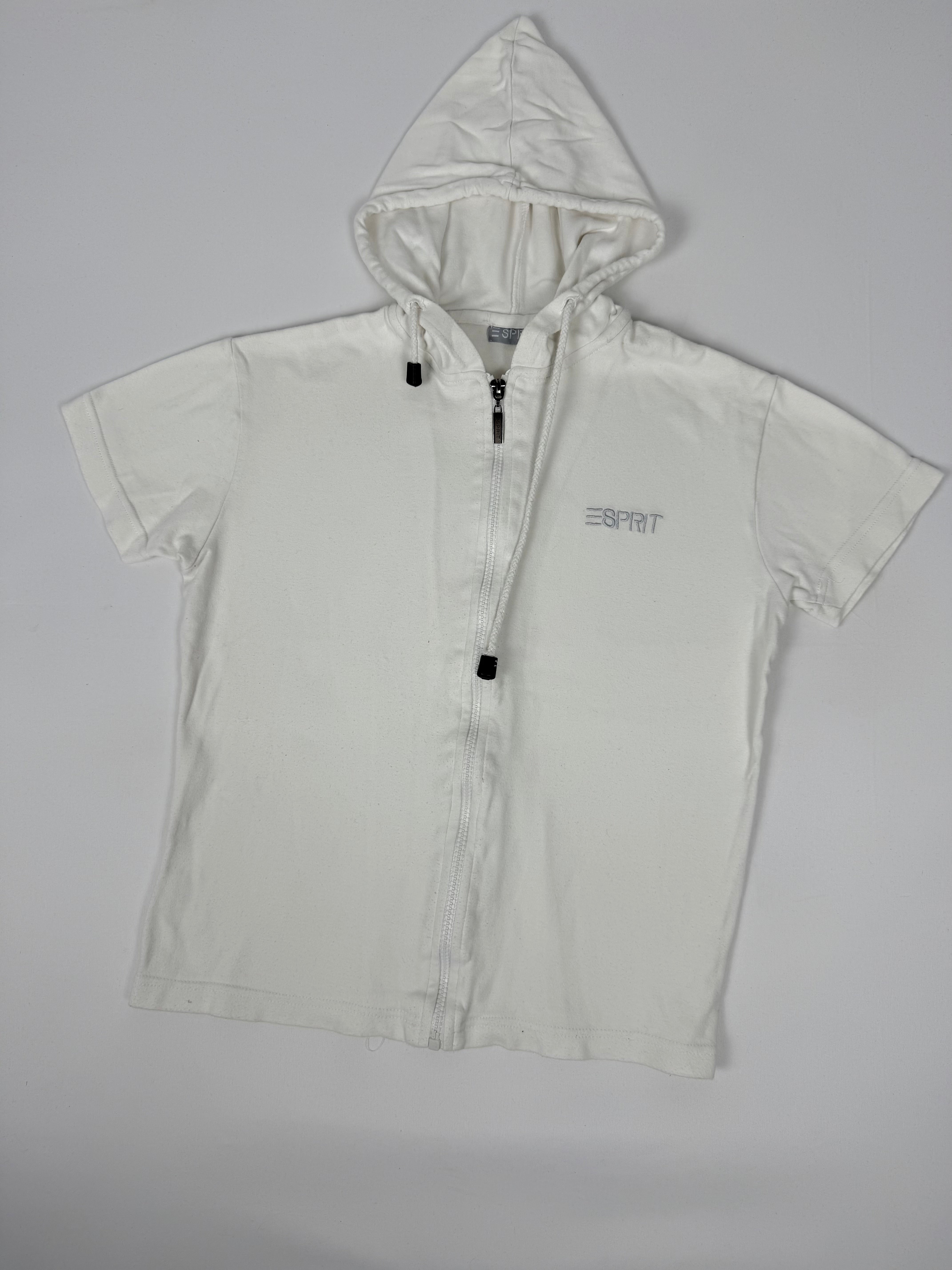 White zip up short sleeves sweatshirt (XL)