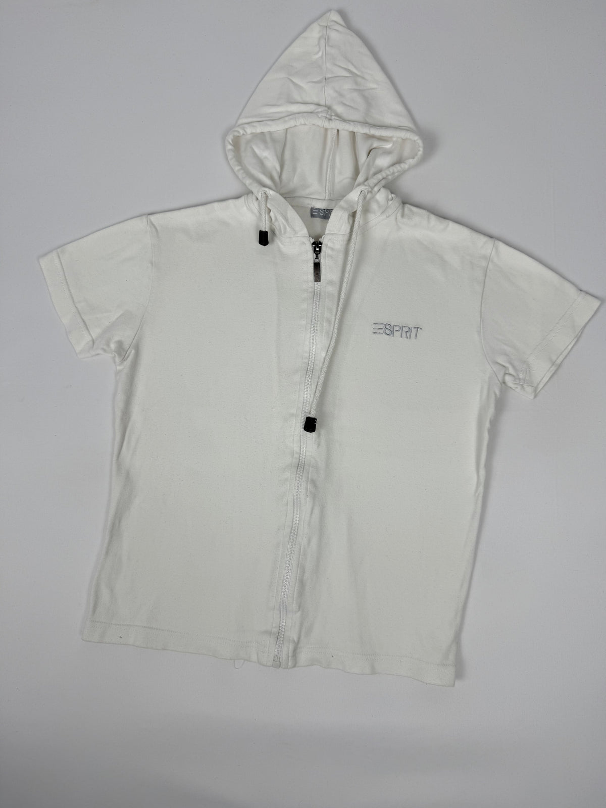 White zip up short sleeves sweatshirt (XL)