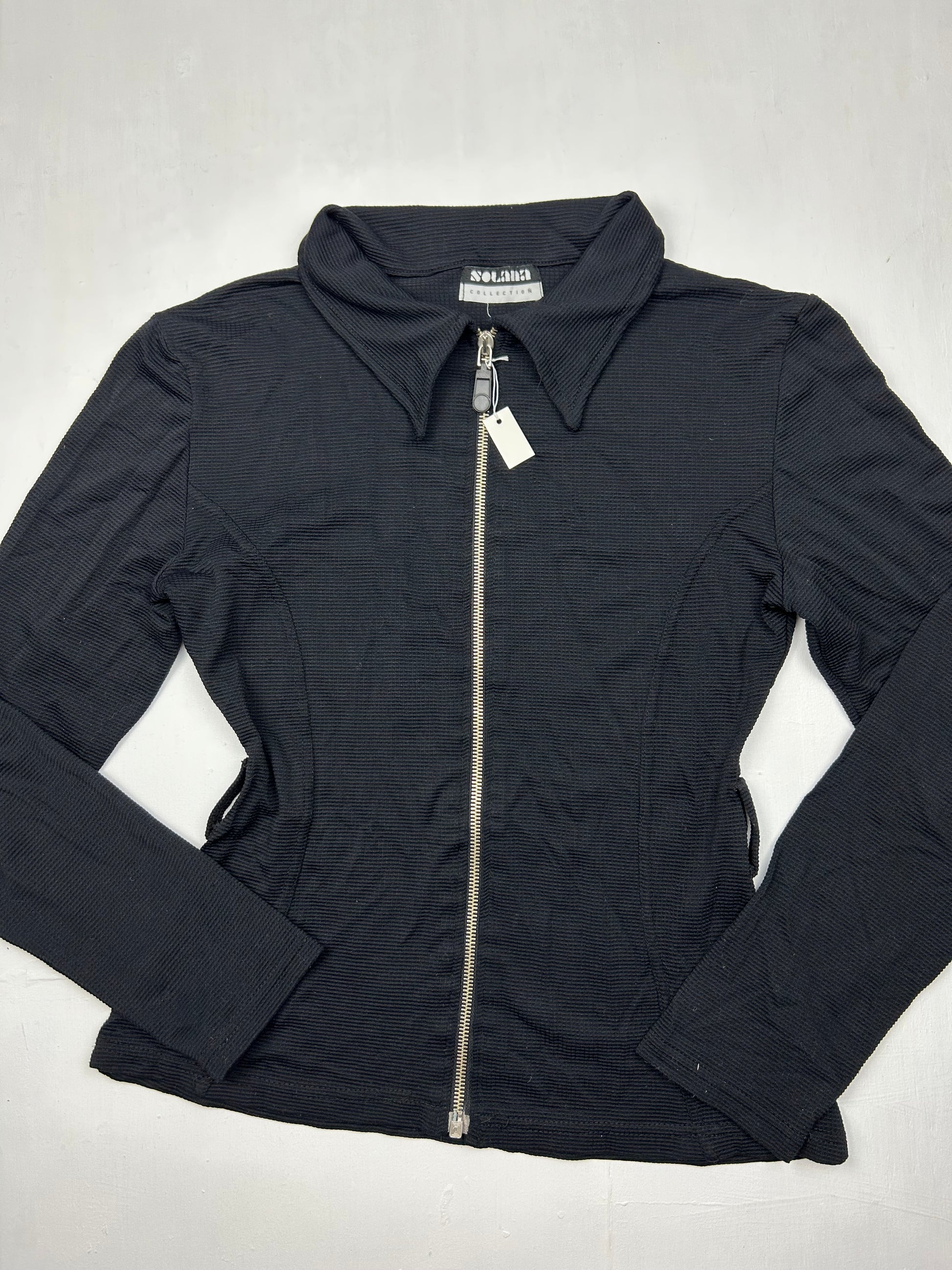 Black zip up office jacket sweatshirt (S)