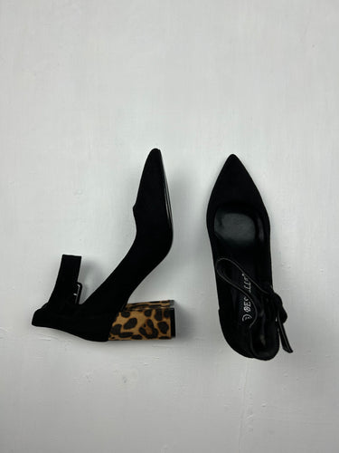 Black panther heels pointed toes shoes