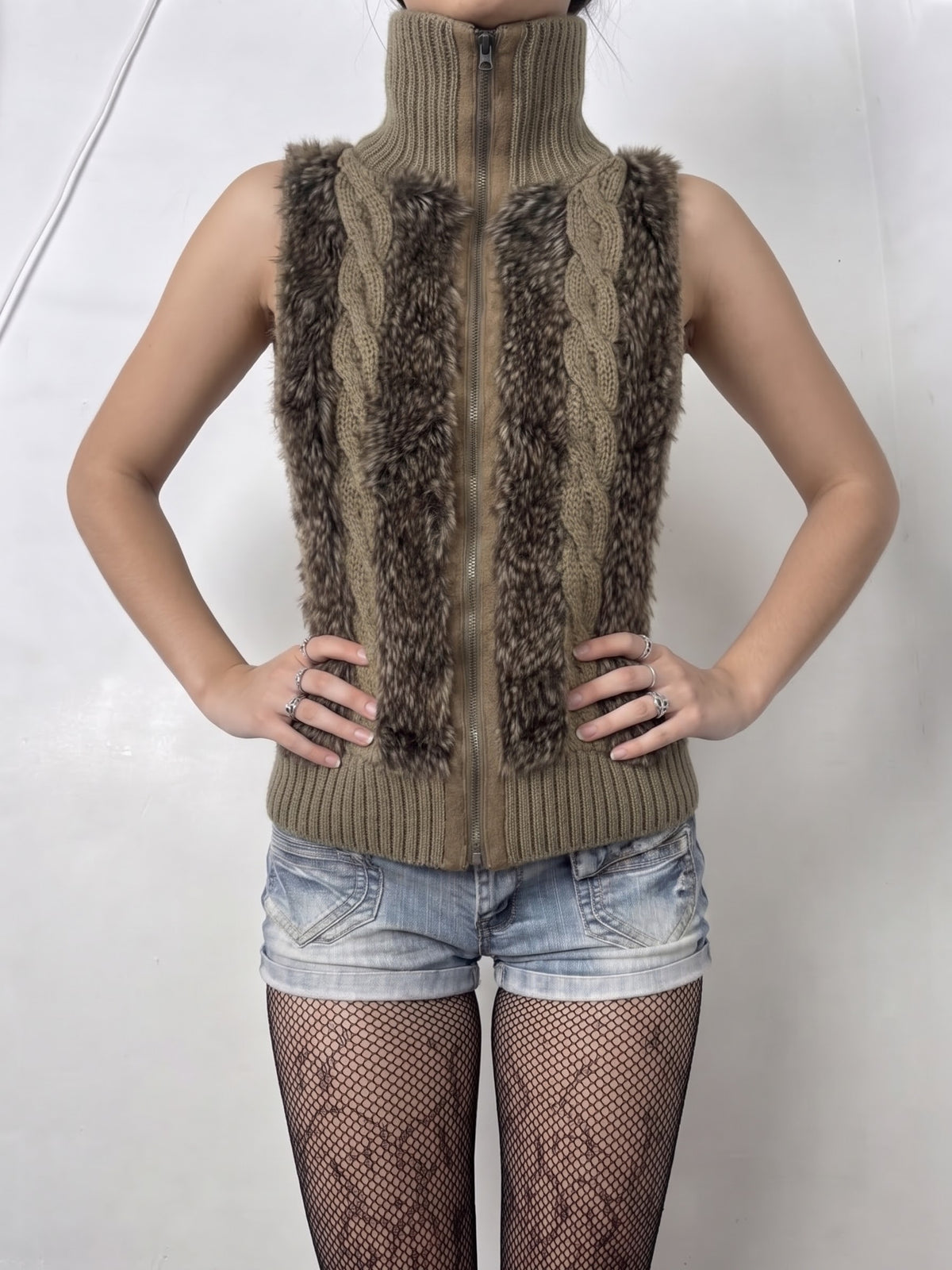 Veste ajustée 100 % coton kaki (L)