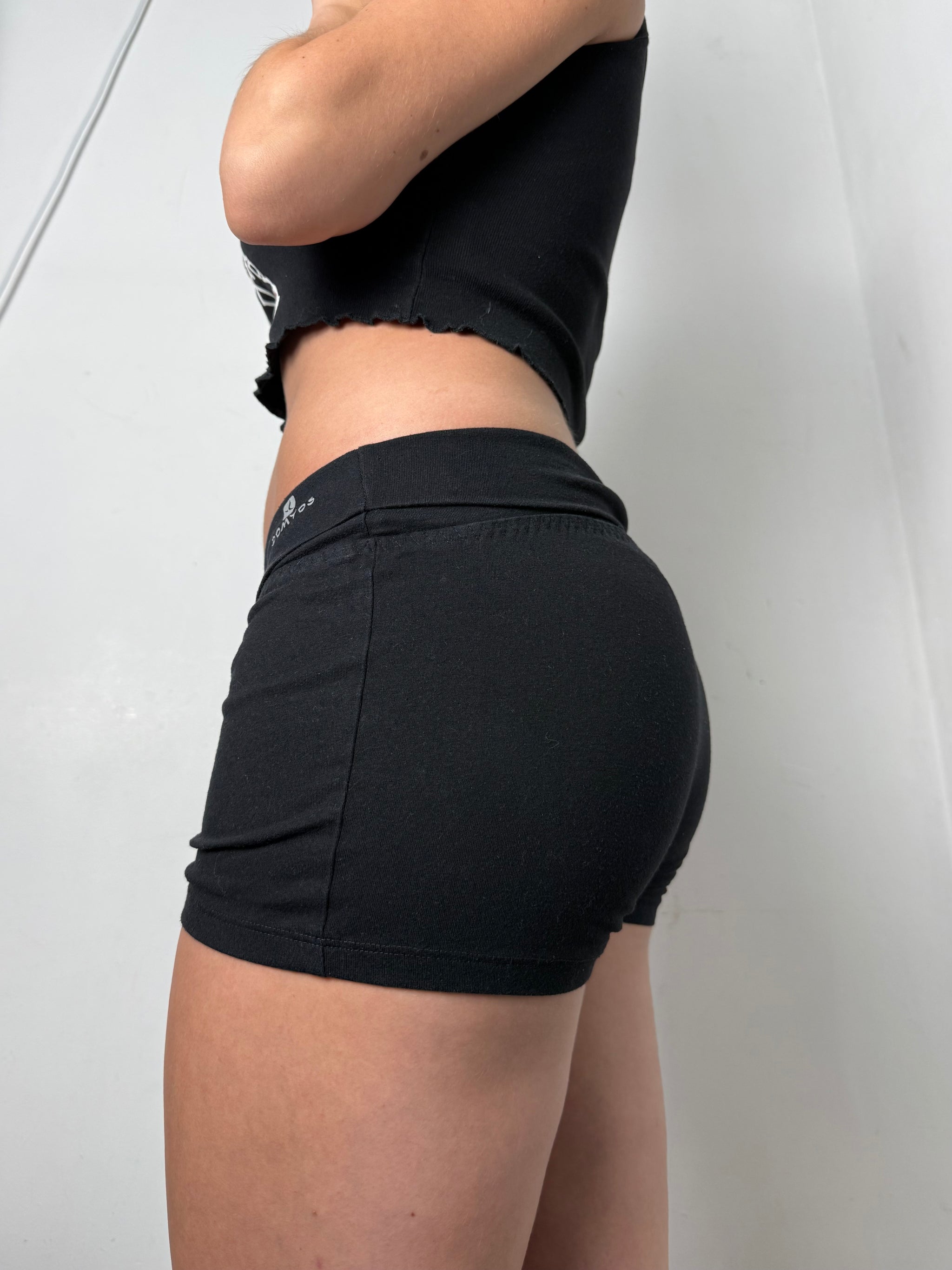 Black cotton activewear mini short (S)