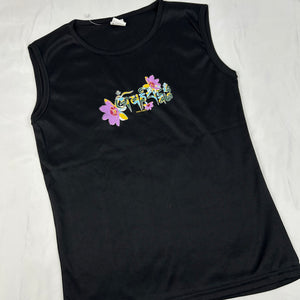 Black graphic tank top (S/M)