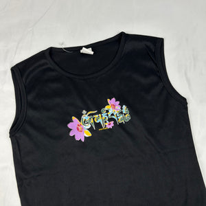 Black graphic tank top (S/M)