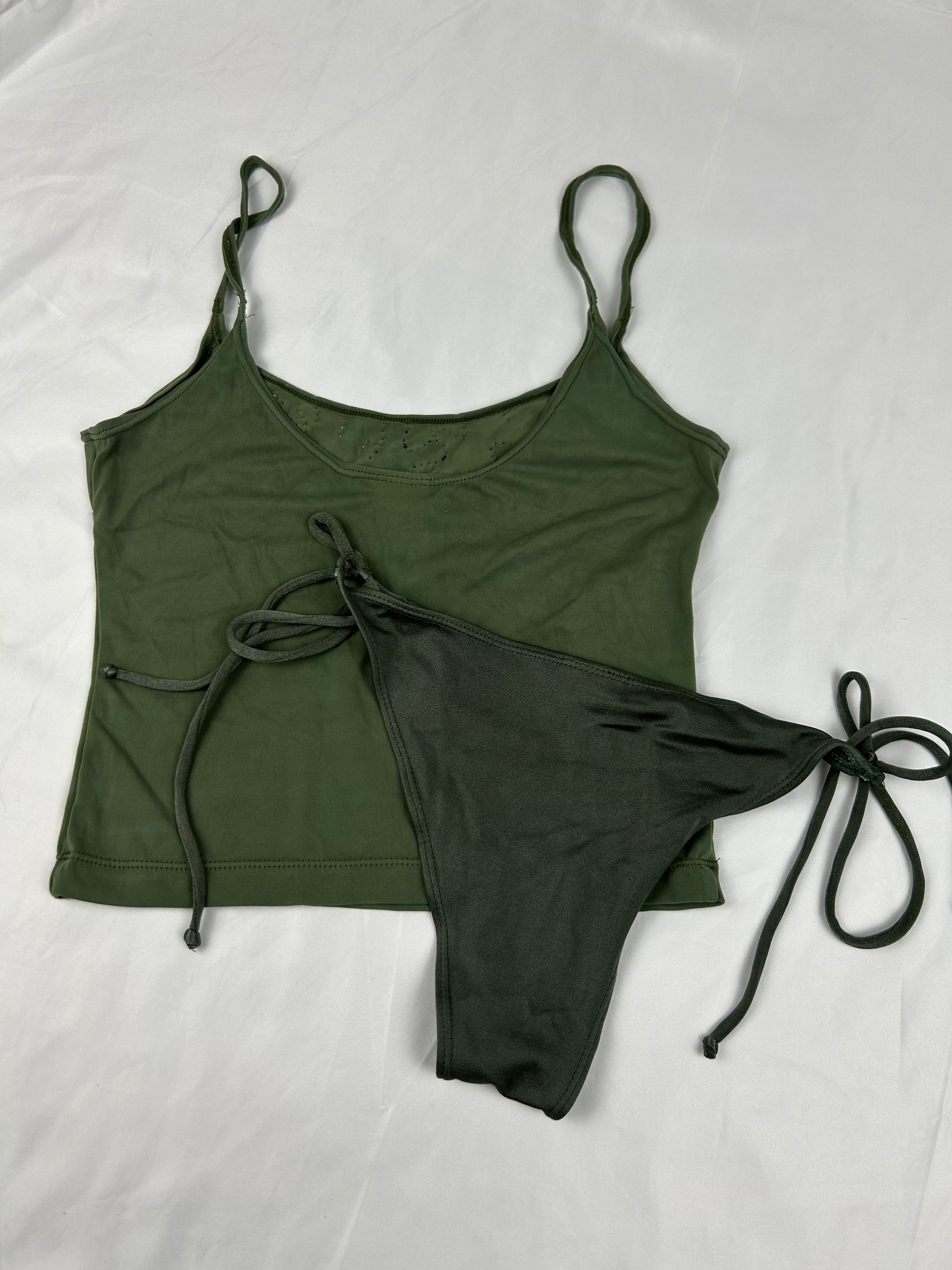 Khaki cami top bikini set (XS/S)