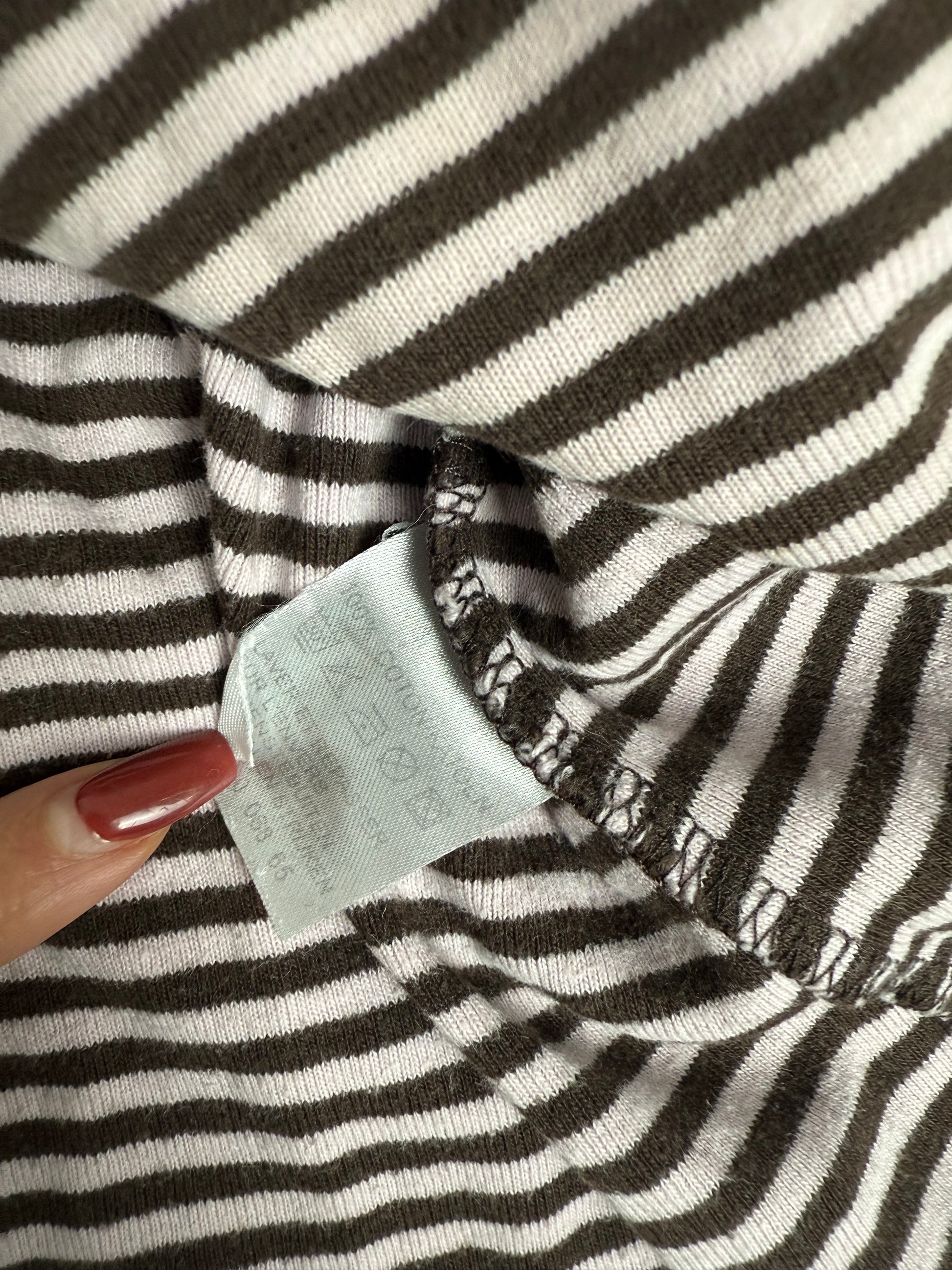 Beige & brown polo neck striped long sleeves top (XL)