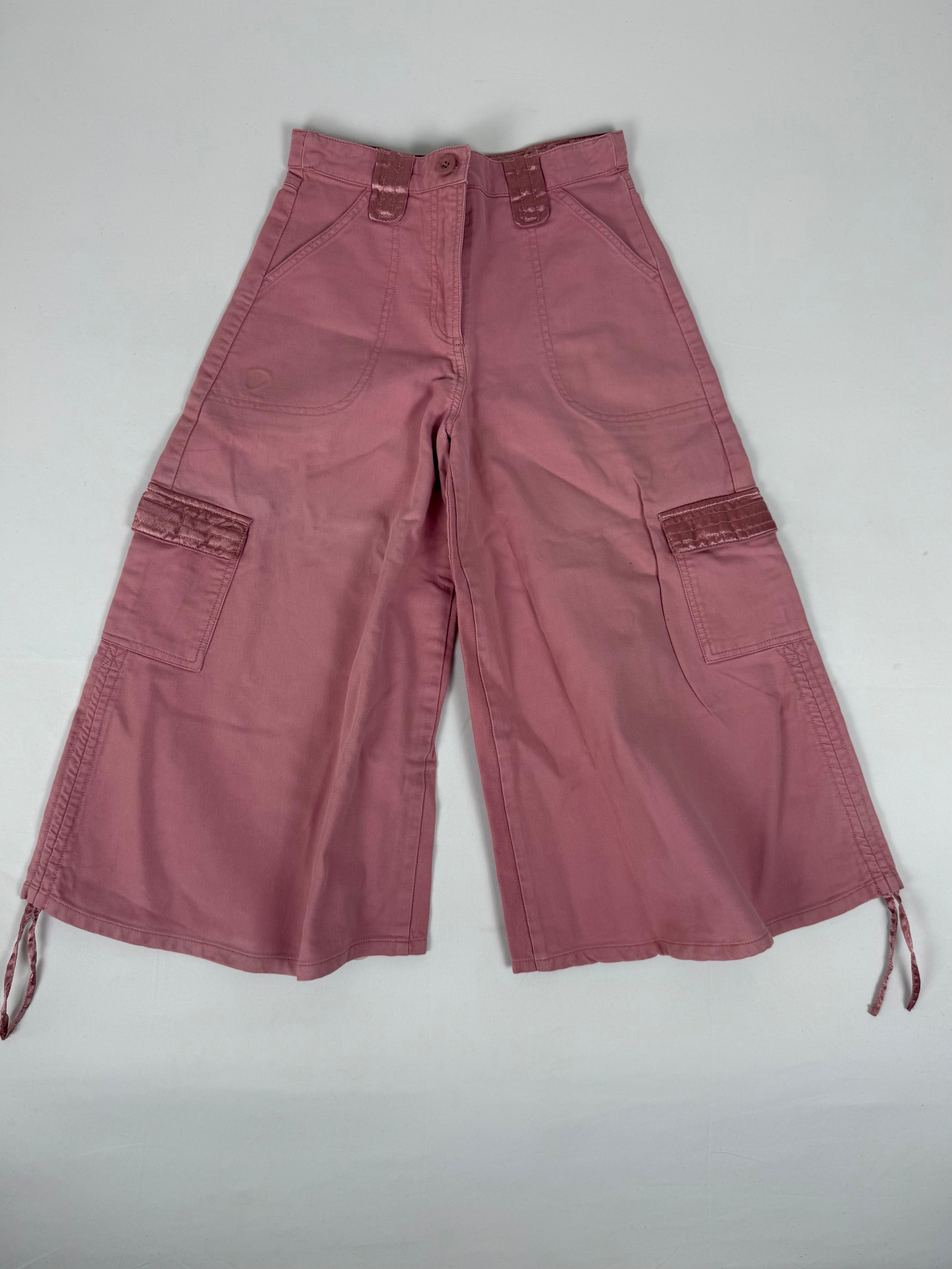 Pink low rise baggy capri pants (XS)