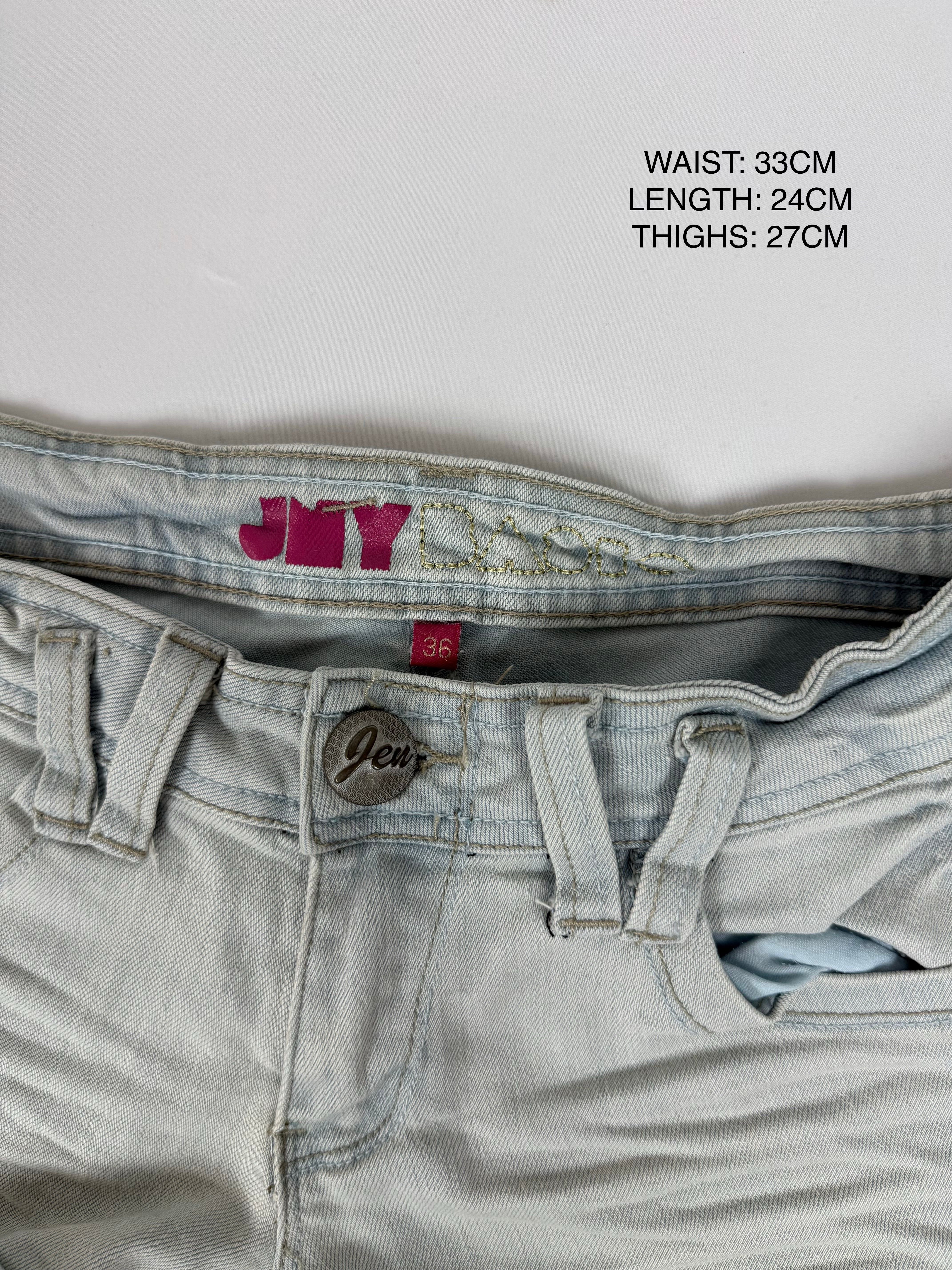 Baby blue low rise denim mini short (S)
