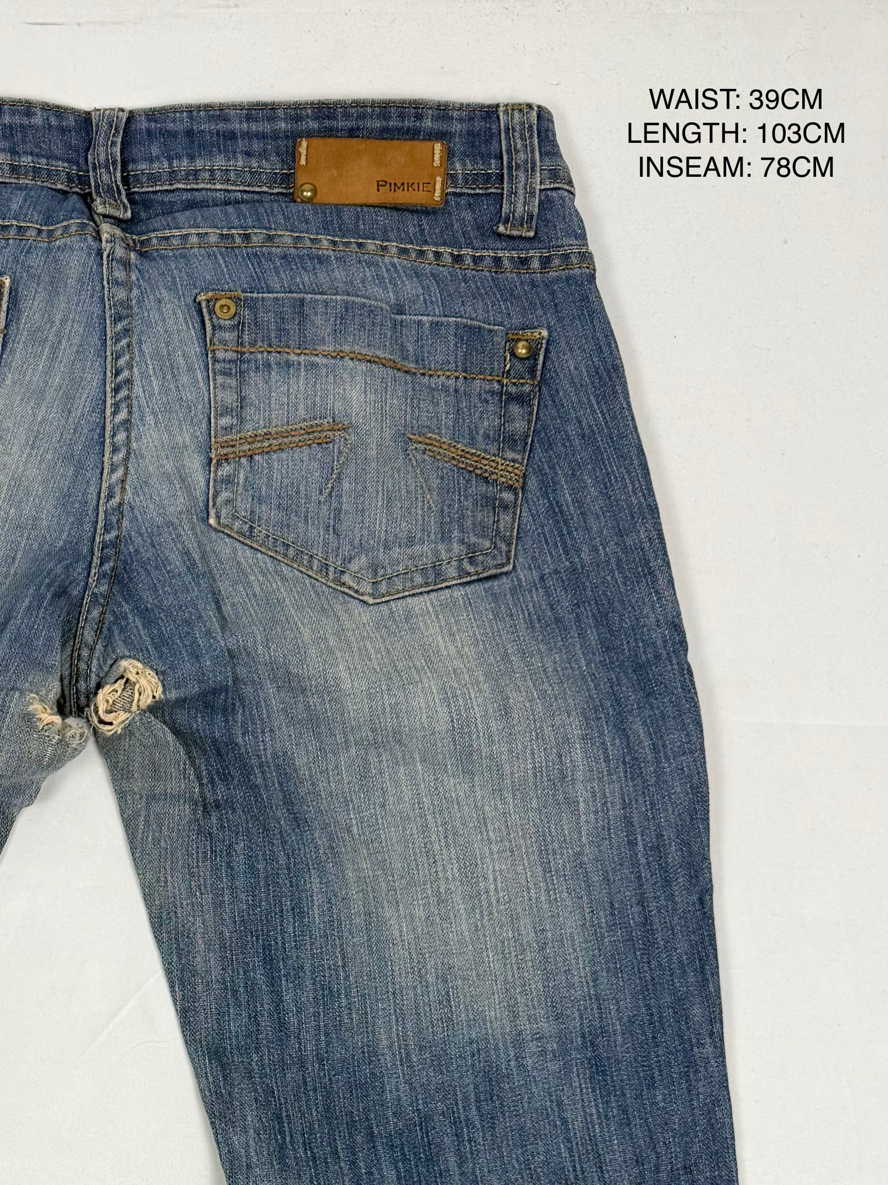 Blue low rise bootcut flare denim pants (M)