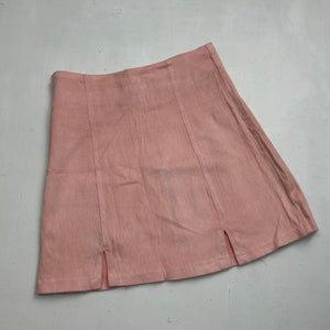 Baby pink low rise pleated mini skirt (S)