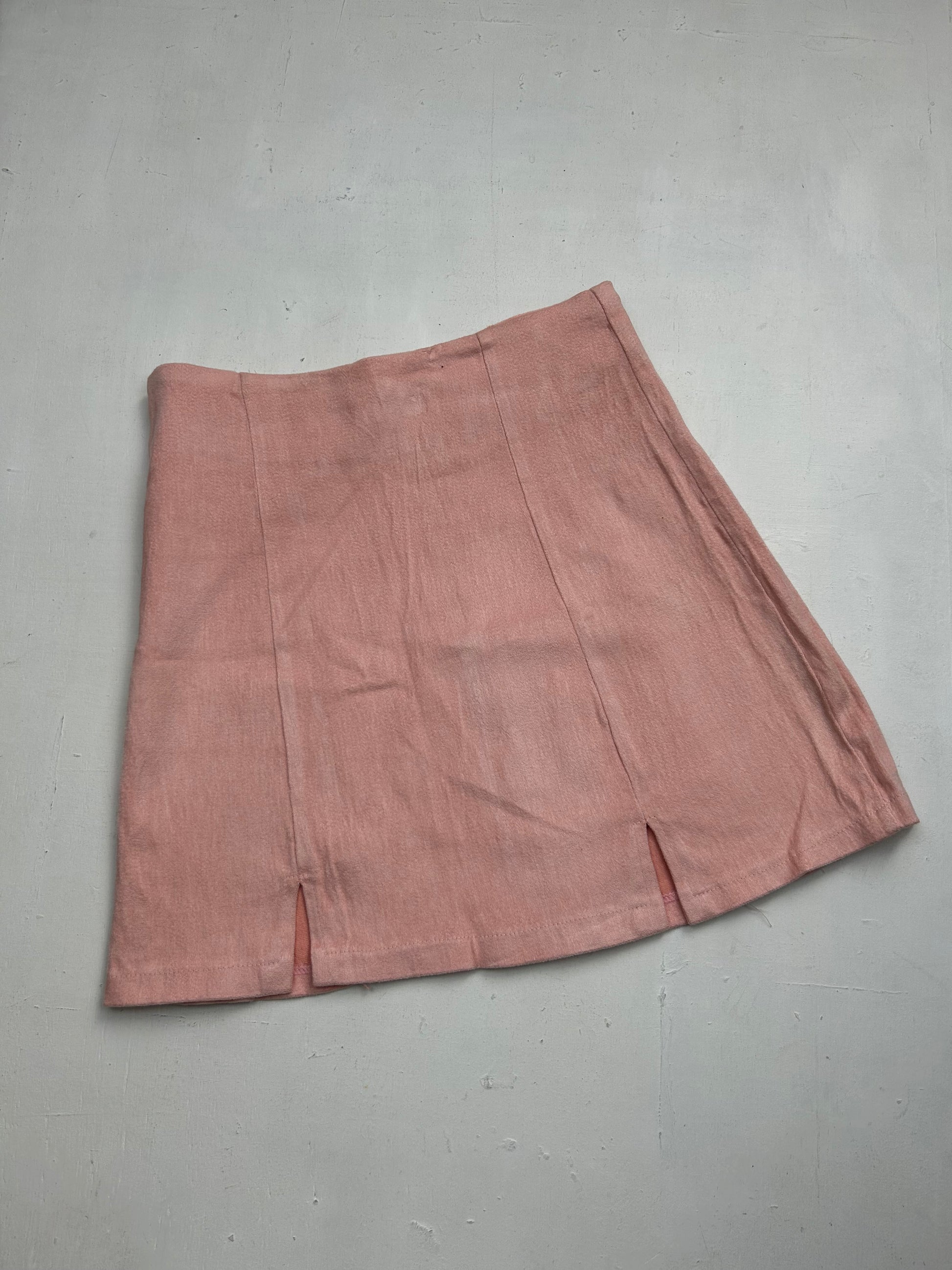 Baby pink low rise pleated mini skirt (S)