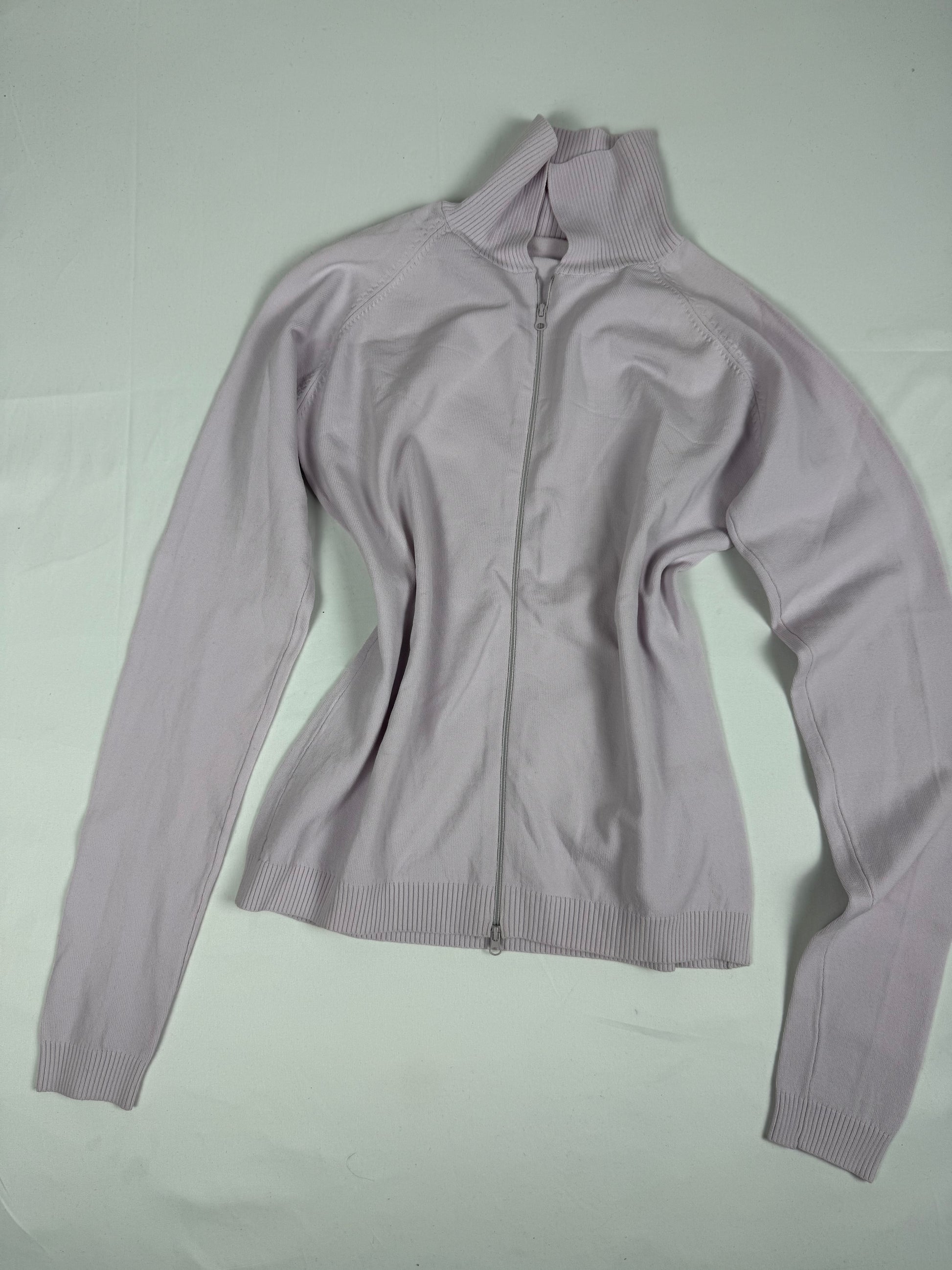 Pink polo neck tight fit zip up jumper (S/M)