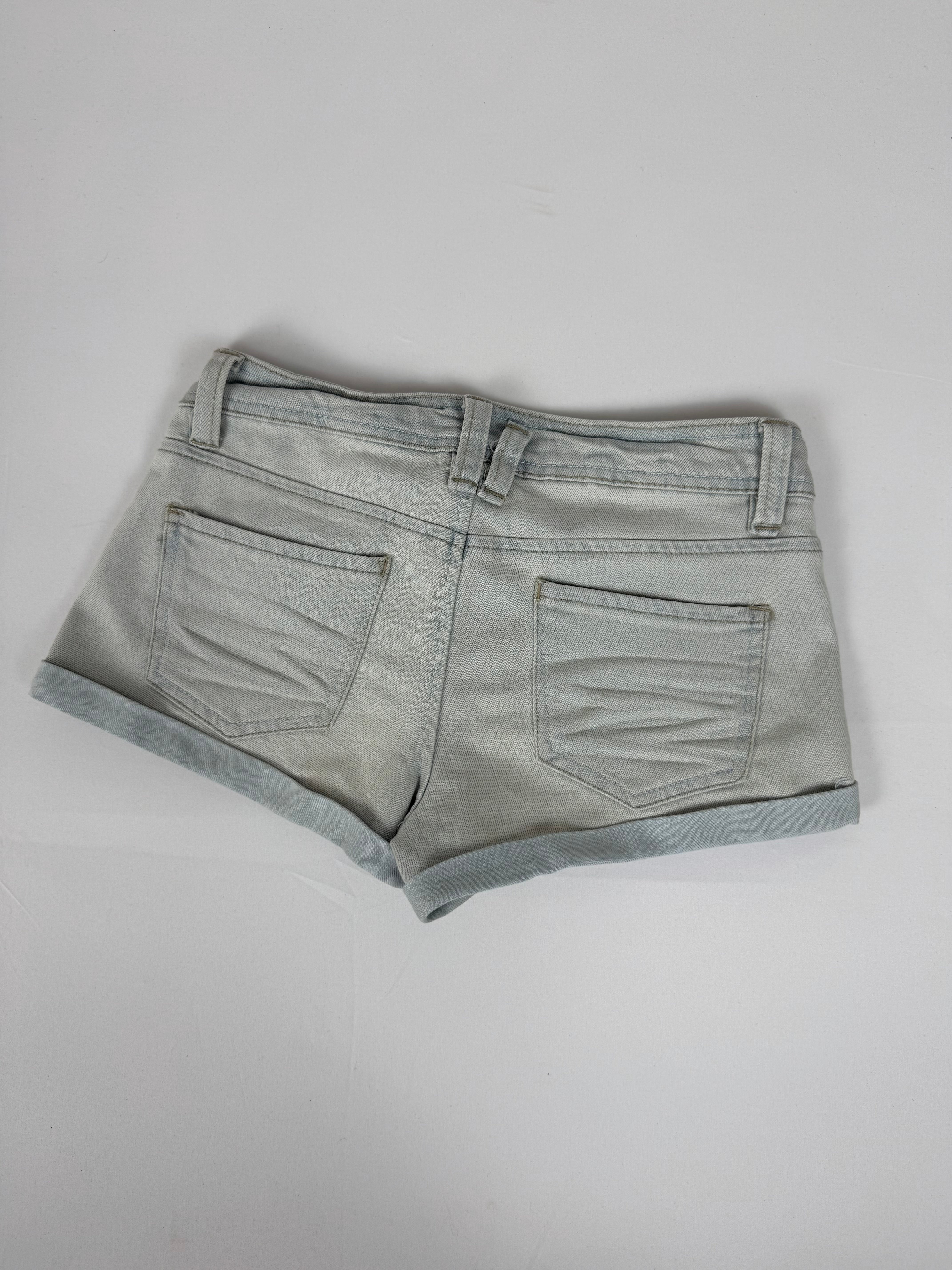 Baby blue low rise denim mini short (S)